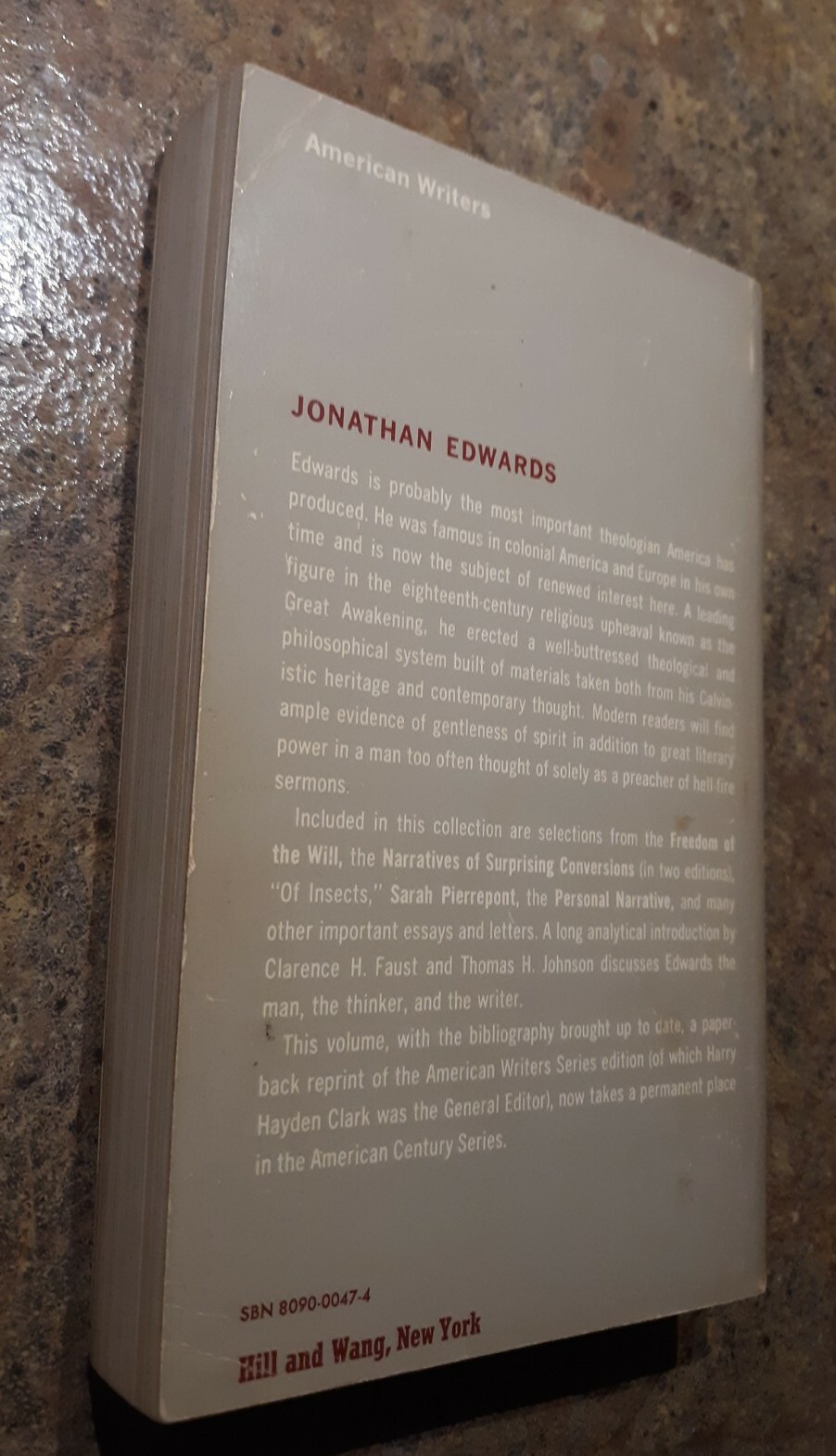 Jonathan Edwards, Selections , American Century Series, 1963, Acceptable