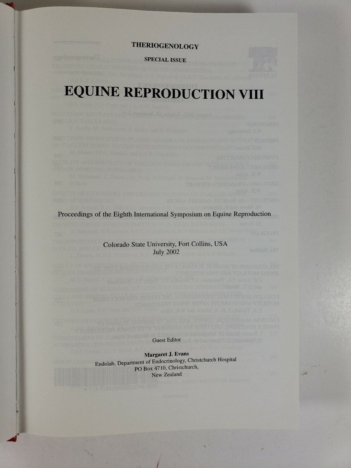 Equine Reproduction VIII Margaret J. Evans (Editor) 8th International Symposium