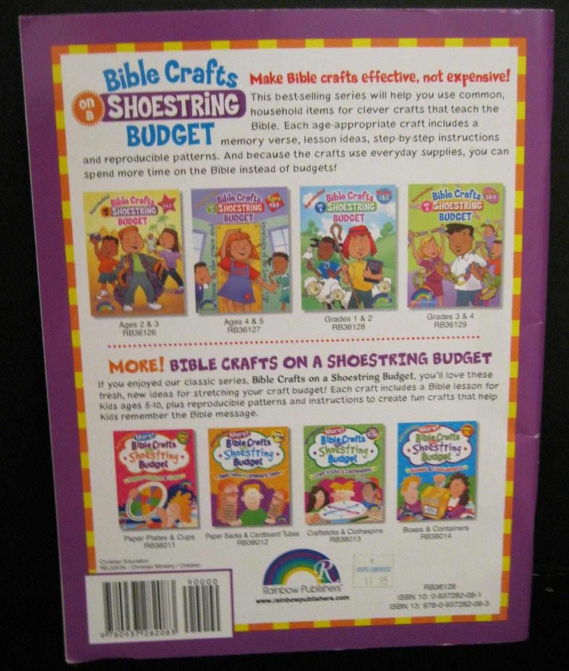 BIBLE CRAFTS ON A SHOESTRING BUDGET FOR AGES 2 & 3 REPRODUCIBLE BY RAINBOW PUBL