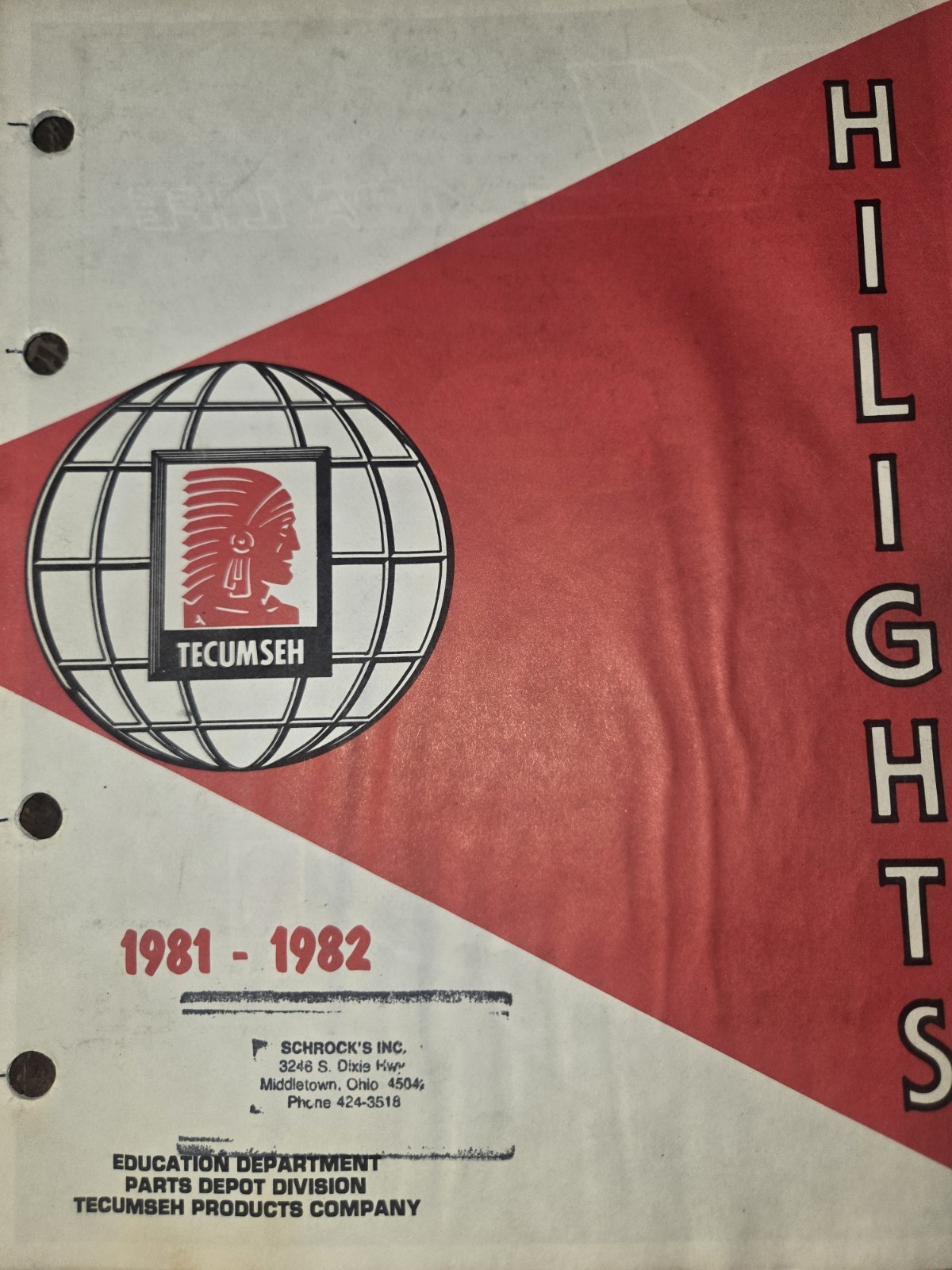TECUMSEH HIGHLIGHTS MAGAZINE BOOKLET 1980-1982 AS SHOWN A BIT ROUGH