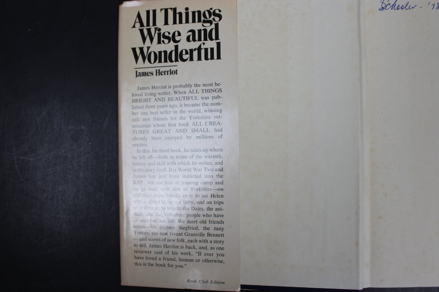 All Things Wise and Wonderful James Herriot 1977 Book Club Edition St. Martin’s