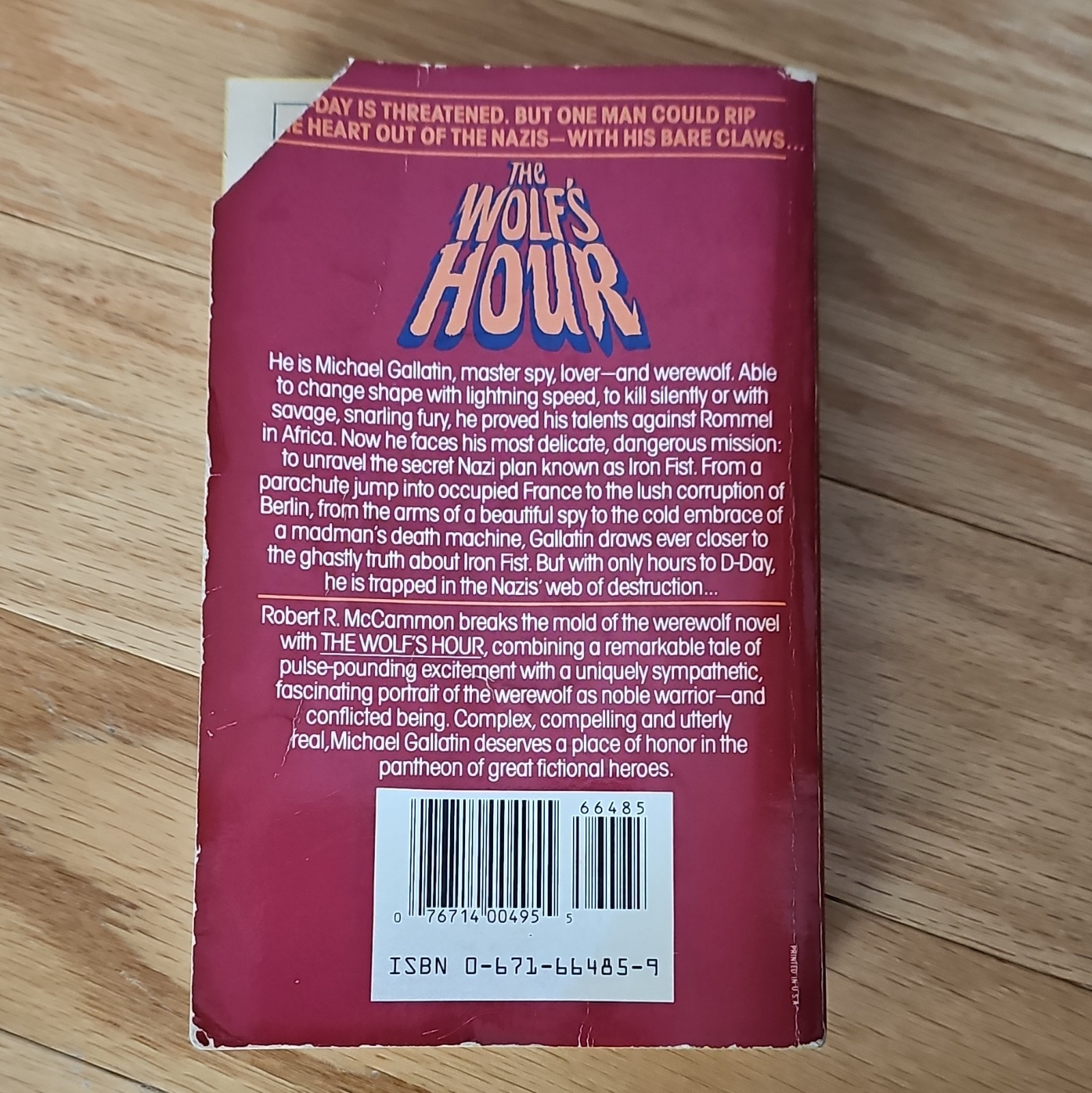 Robert R. McCammon The Wolf’s Hour PB Pocket Books 1989 After Dark 1st Ed