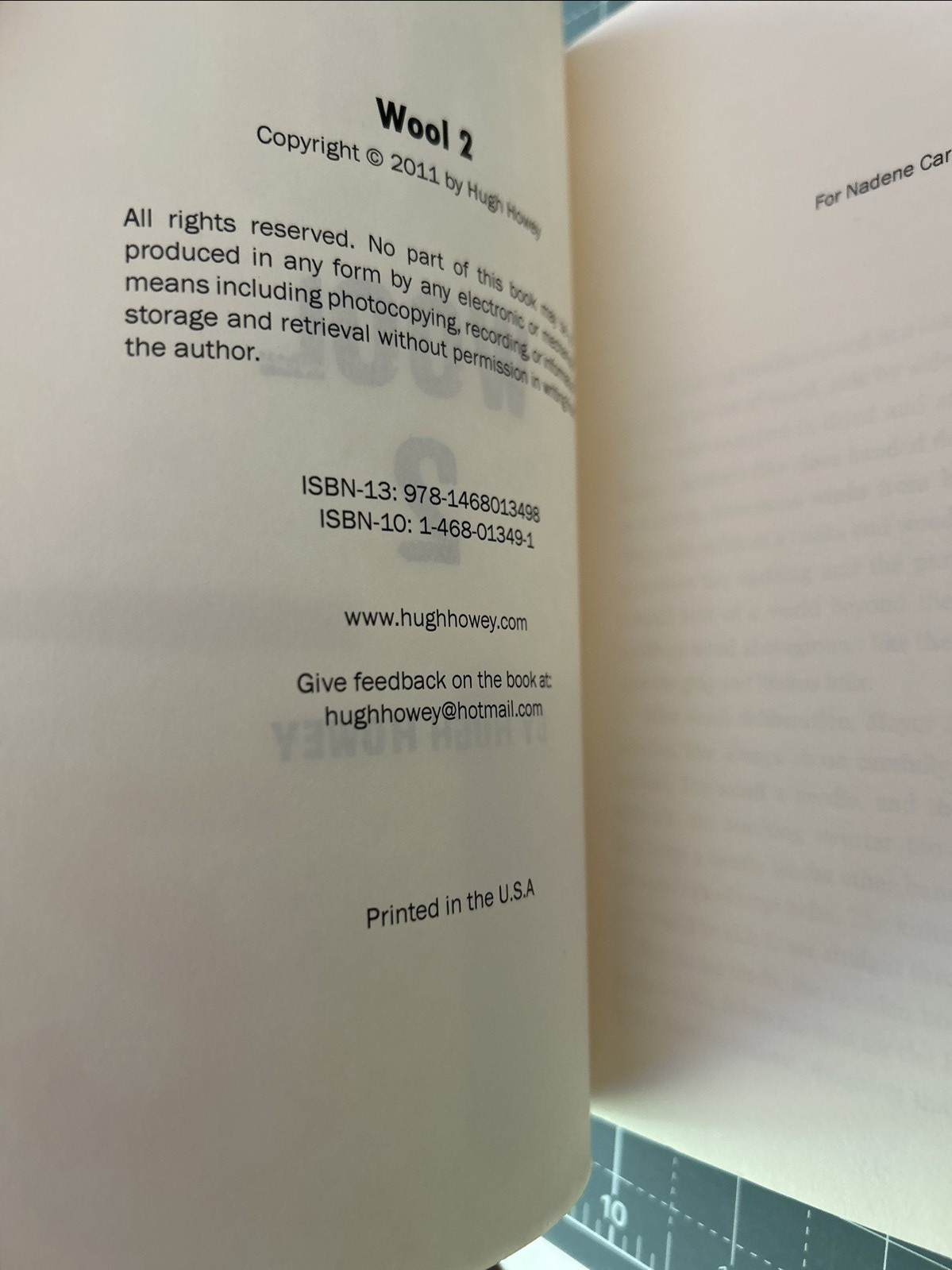 Hugh Howey – Wool 2 Proper Gauge First 1st Edition Self Published OOP