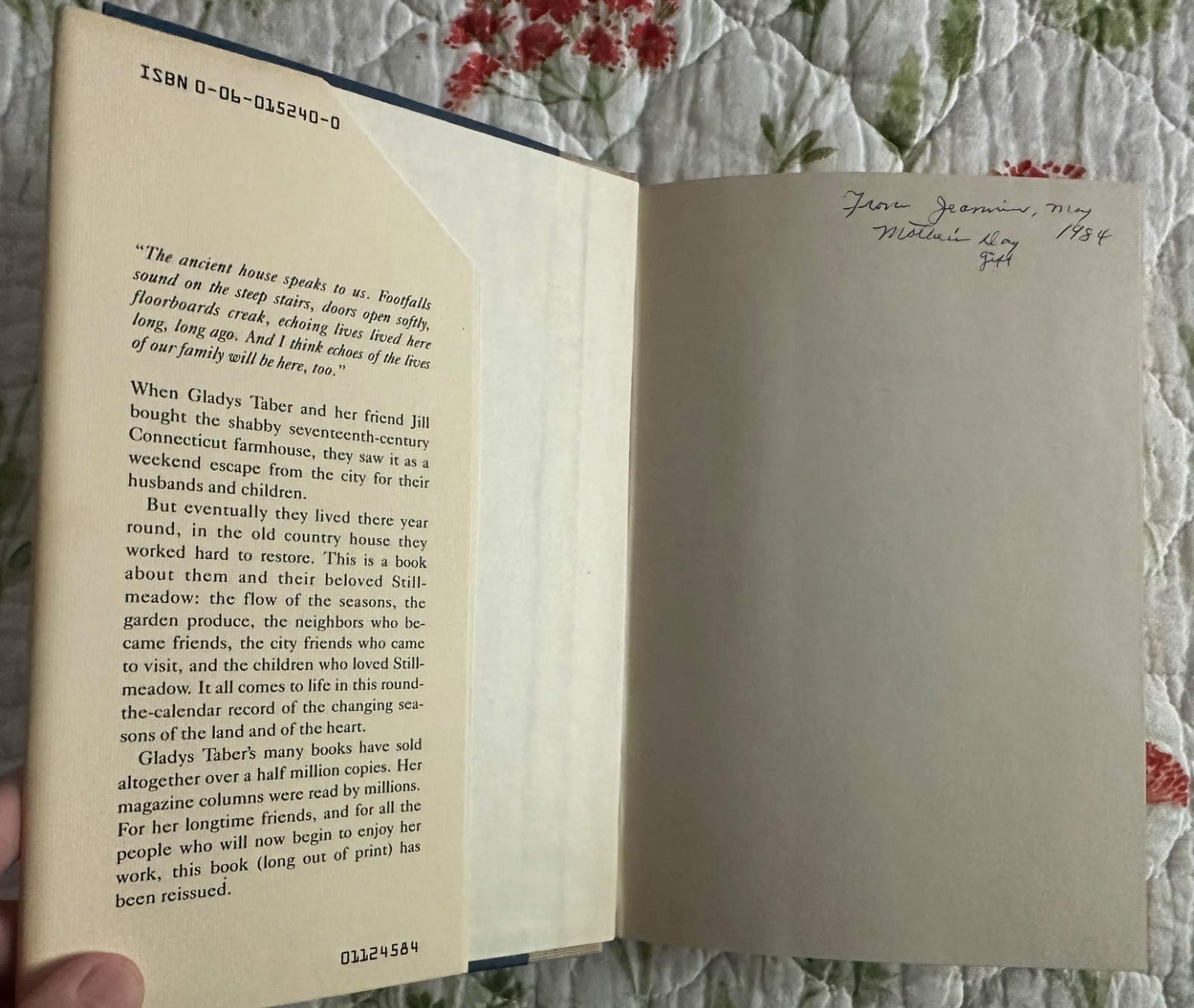 ViNTAGE HB Gladys Taber, The Book of Stillmeadow, 1984 reissue of 1948 book