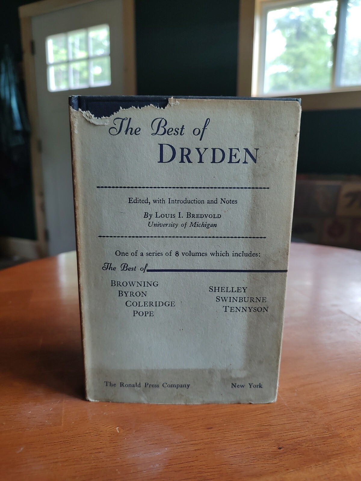 The Best Of Dryden By Louis Bredvold HC DJ 1933 Vintage #1.7