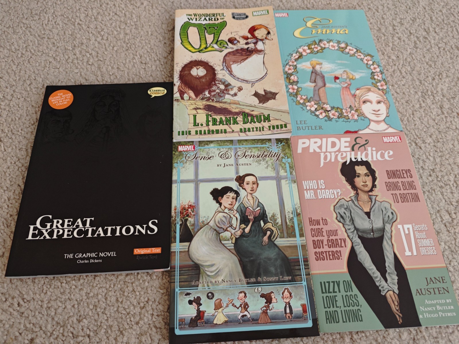 5x Graphic Novel Great Expectations Pride Prejudice Emma Sense Sensibility Oz