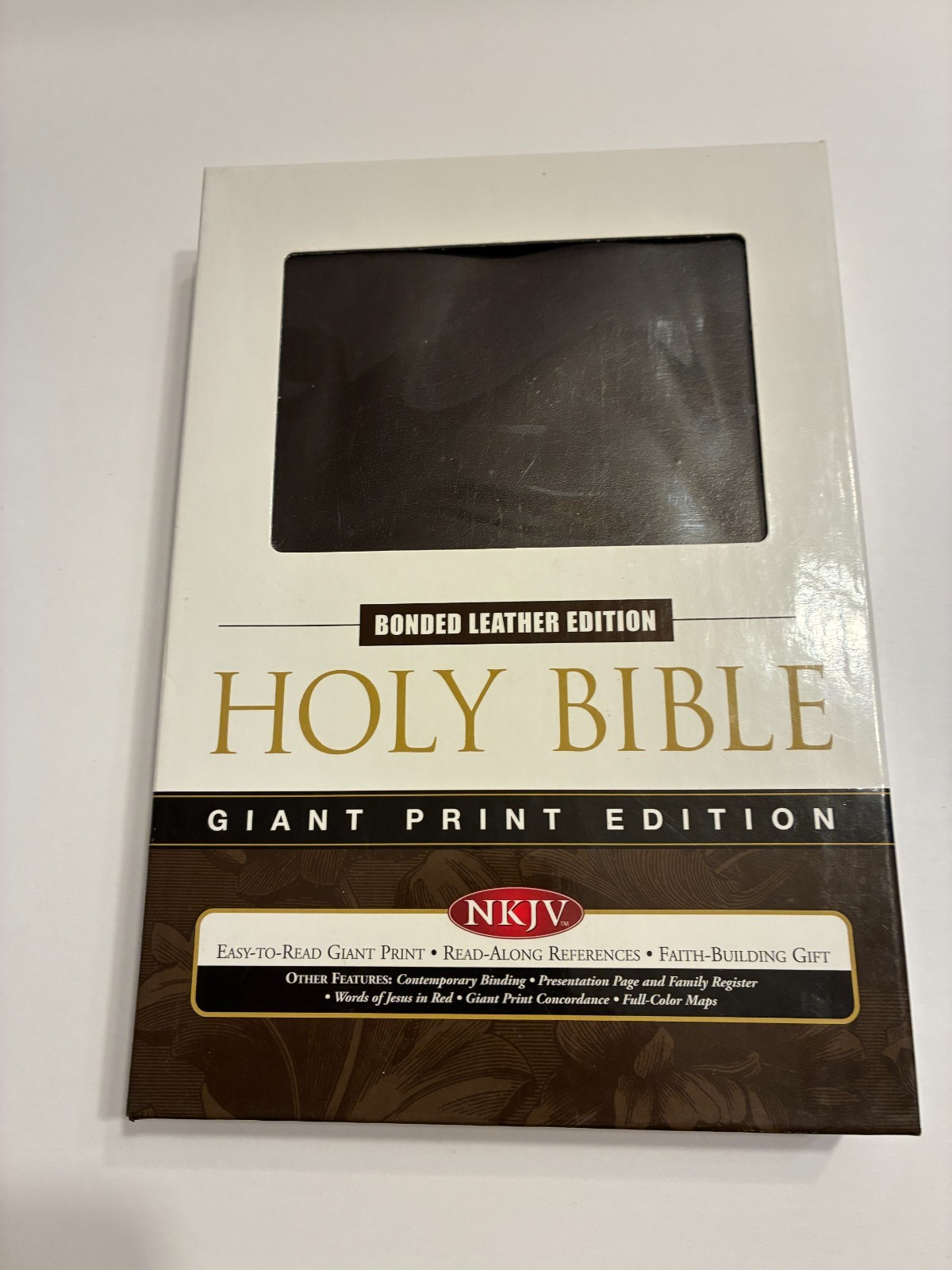 NKJV Holy Bible Giant Print Red Letters Leather New King James Brown Nelson