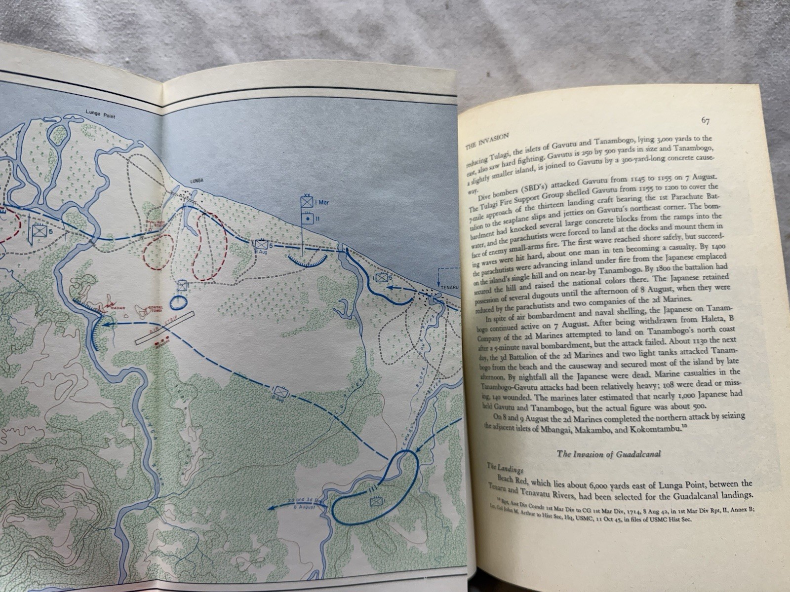U.S. Army World War II (Green 1949 HC Book) War In Pacific: Guadalcanal ~ Maps