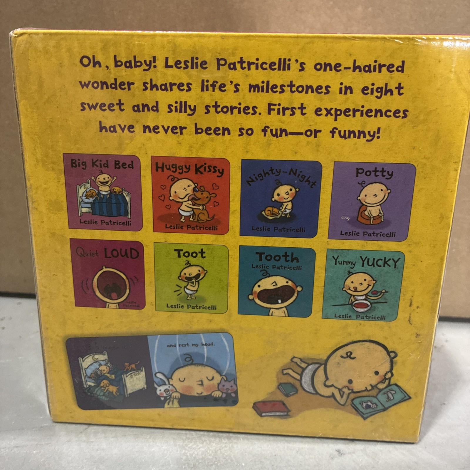LESLIE PATRICELLI’S LITTLE LIBRARY – 8 Board Books For Baby – NEW