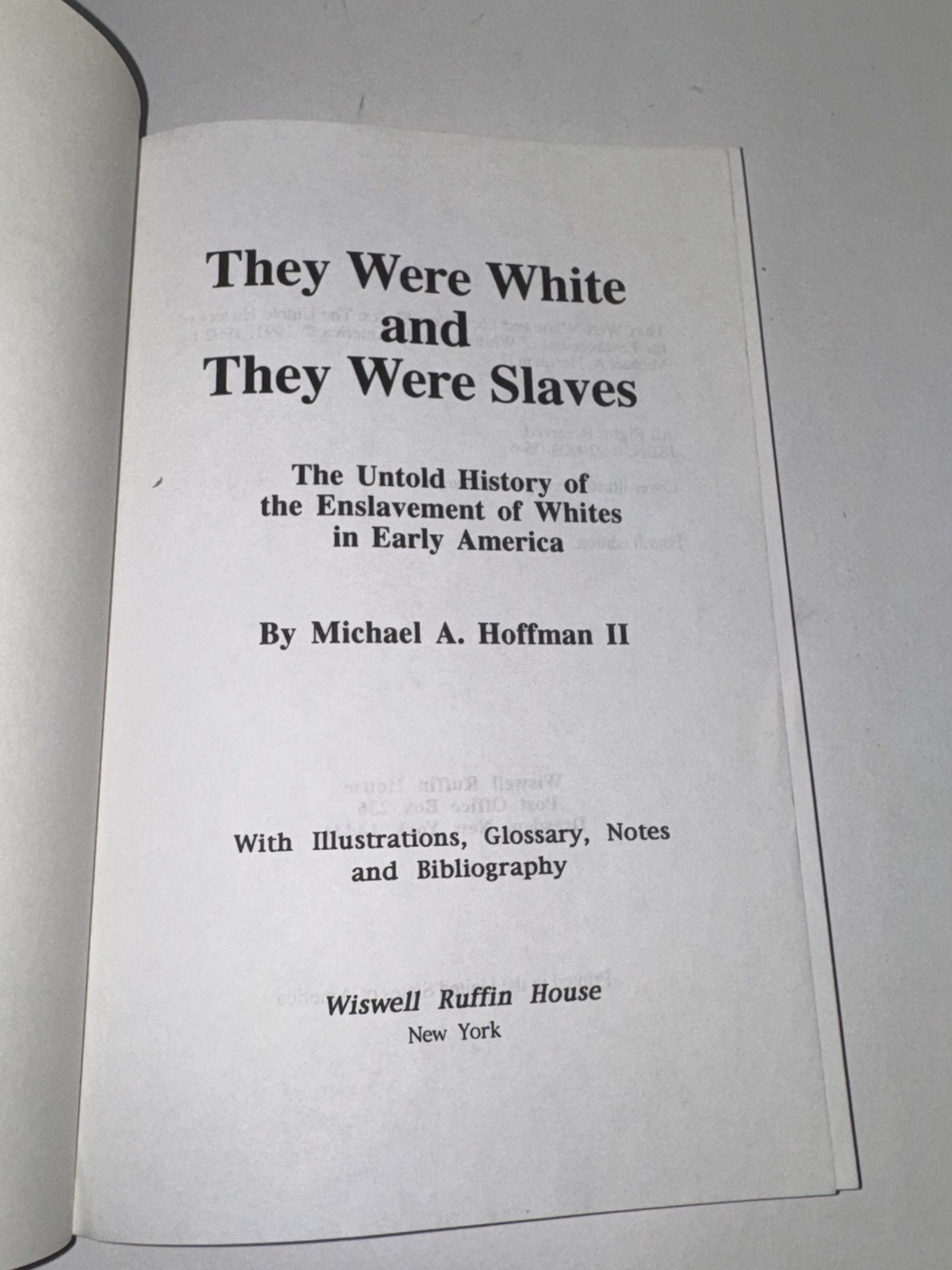 They Were White and They Were Slaves Michael A Hoffman II 4th Ed 1992 History