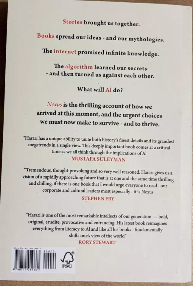 Nexus A Brief History of Information Networks AI by Yuval Noah Harari, Paperback