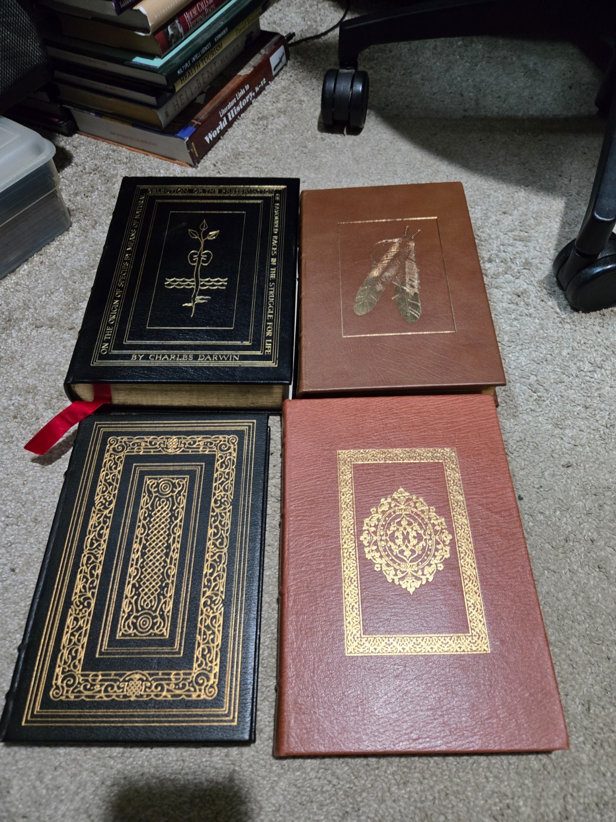 The Easton Press Lot of 4 Books – Origin of Species Red Badge of Courage Last of