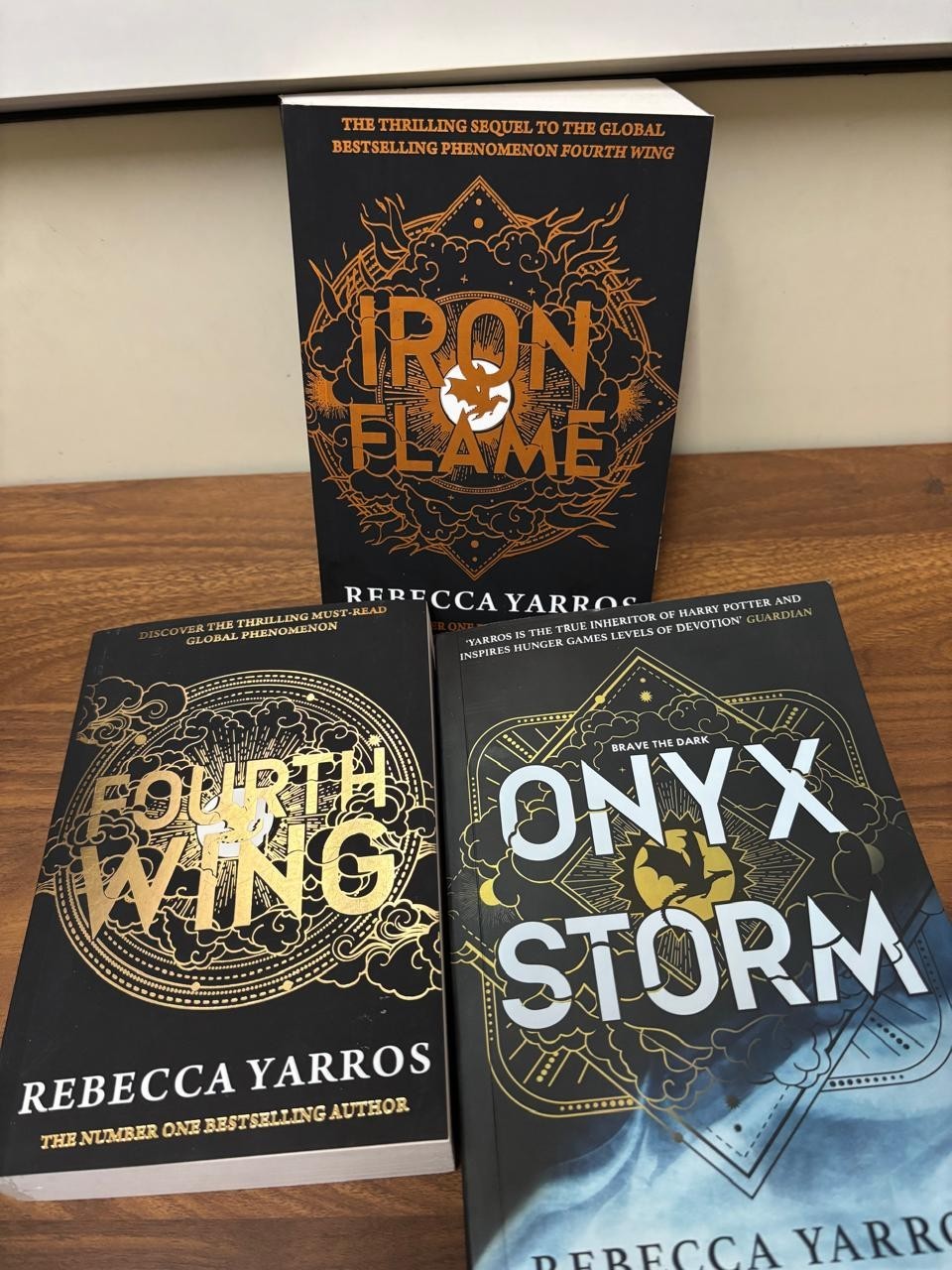 Onyx Storm + Iron Flame + Fourth wing by Rebecca Yarros Paperback & English