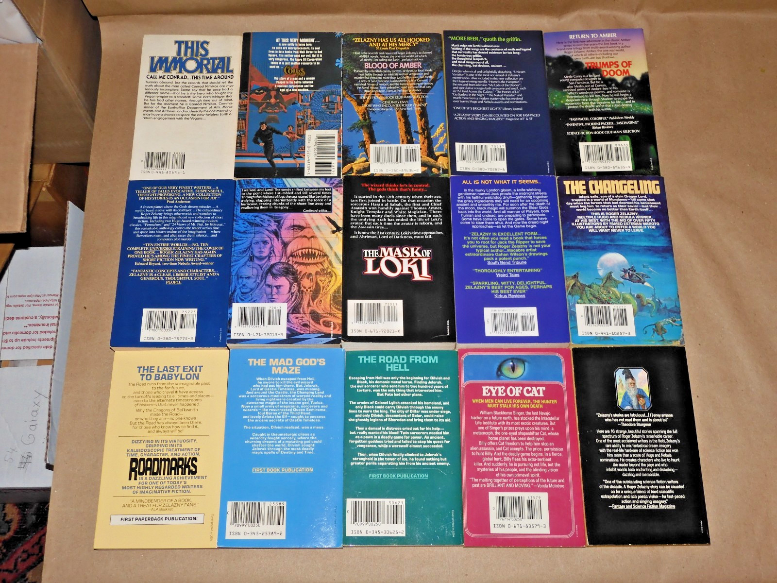 ROGER ZELAZNY Lot 15 Fantasy & Science Fiction Paperbacks 1980s – 1990s