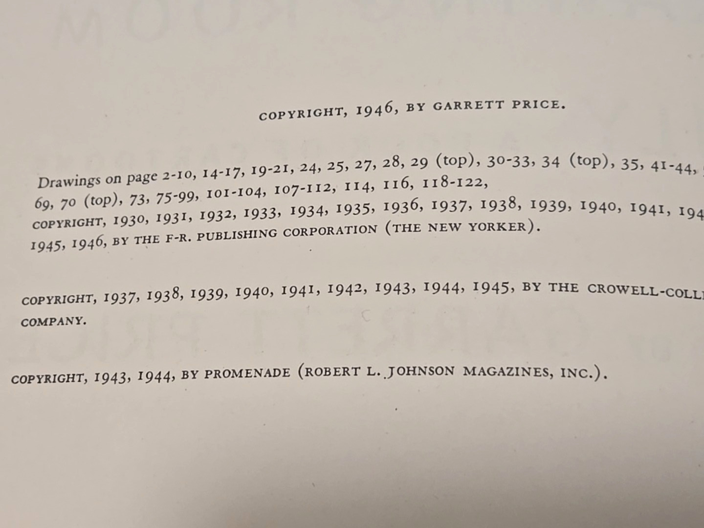1946 Drawing Room Only: A Book of Cartoons by Garrett Price NewYorker Magazine