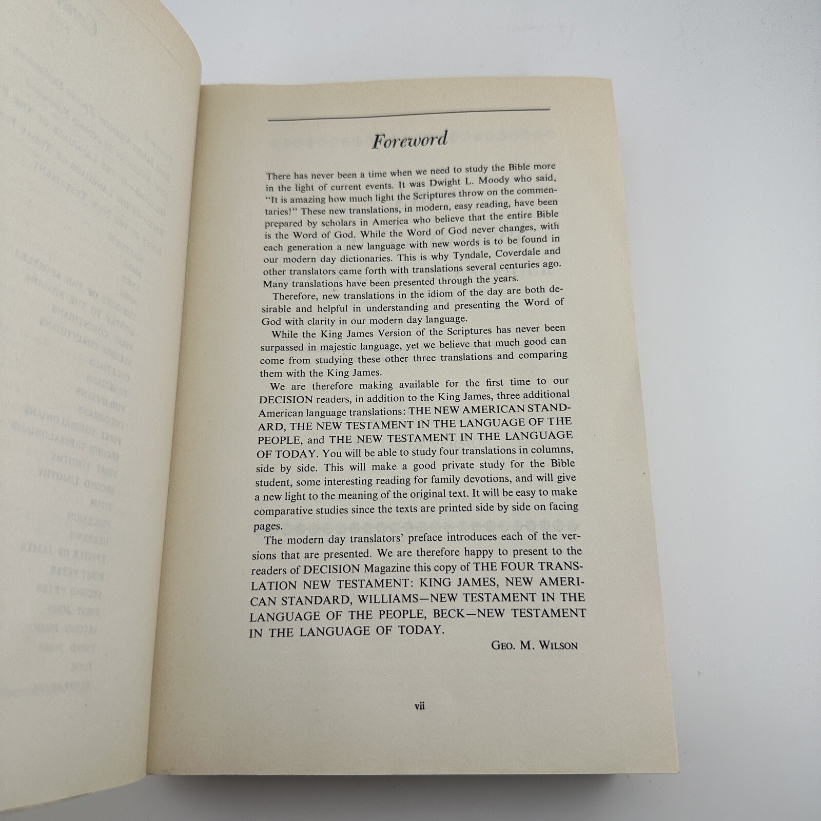 THE FOUR TRANSLATION NEW TESTAMENT PARALLEL EDITION 1966 KING JAMES Beck William