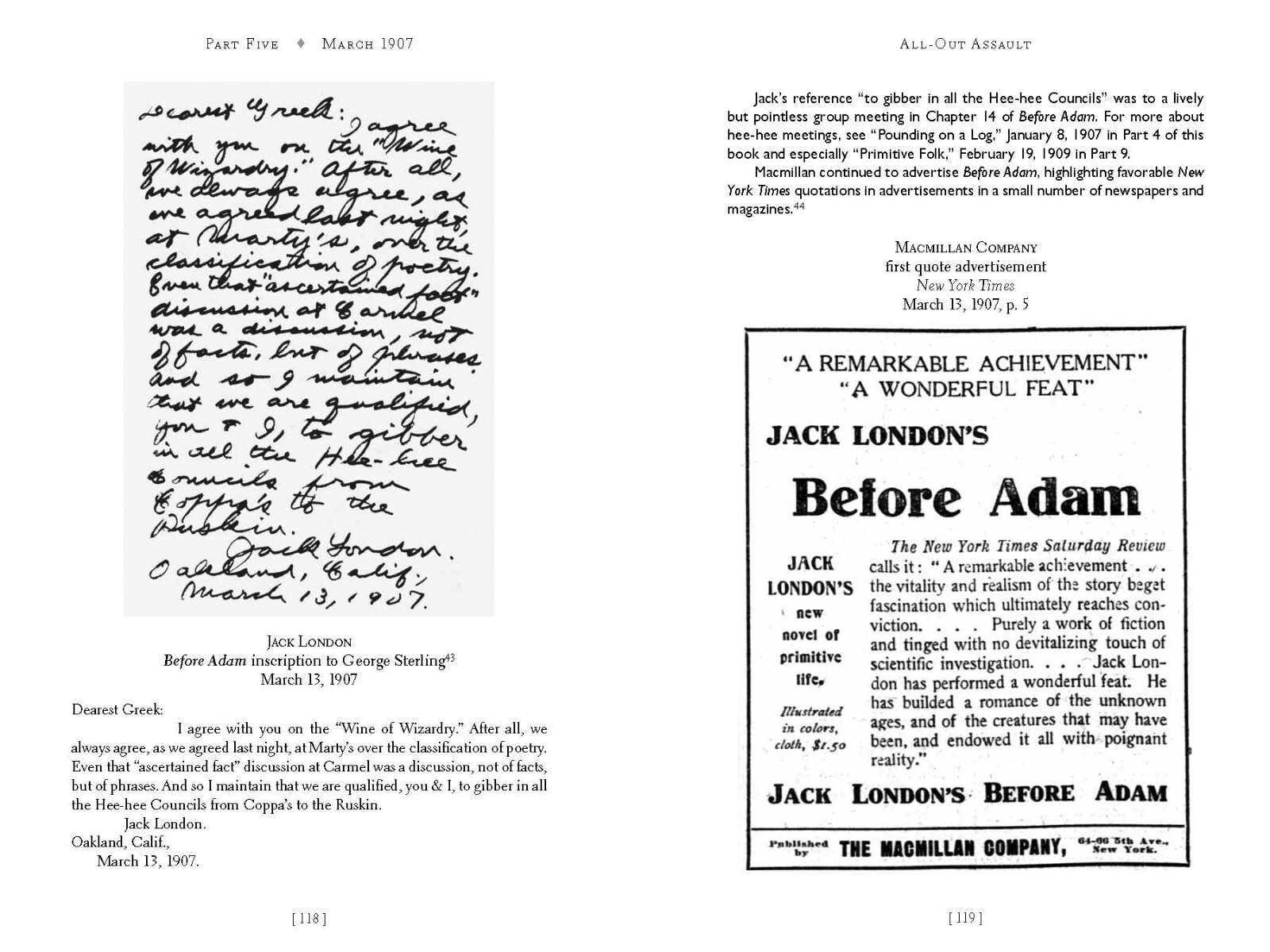 Brand new unread copy JACK LONDON’S BEFORE ADAM BATTLES “It’s a stunner.”