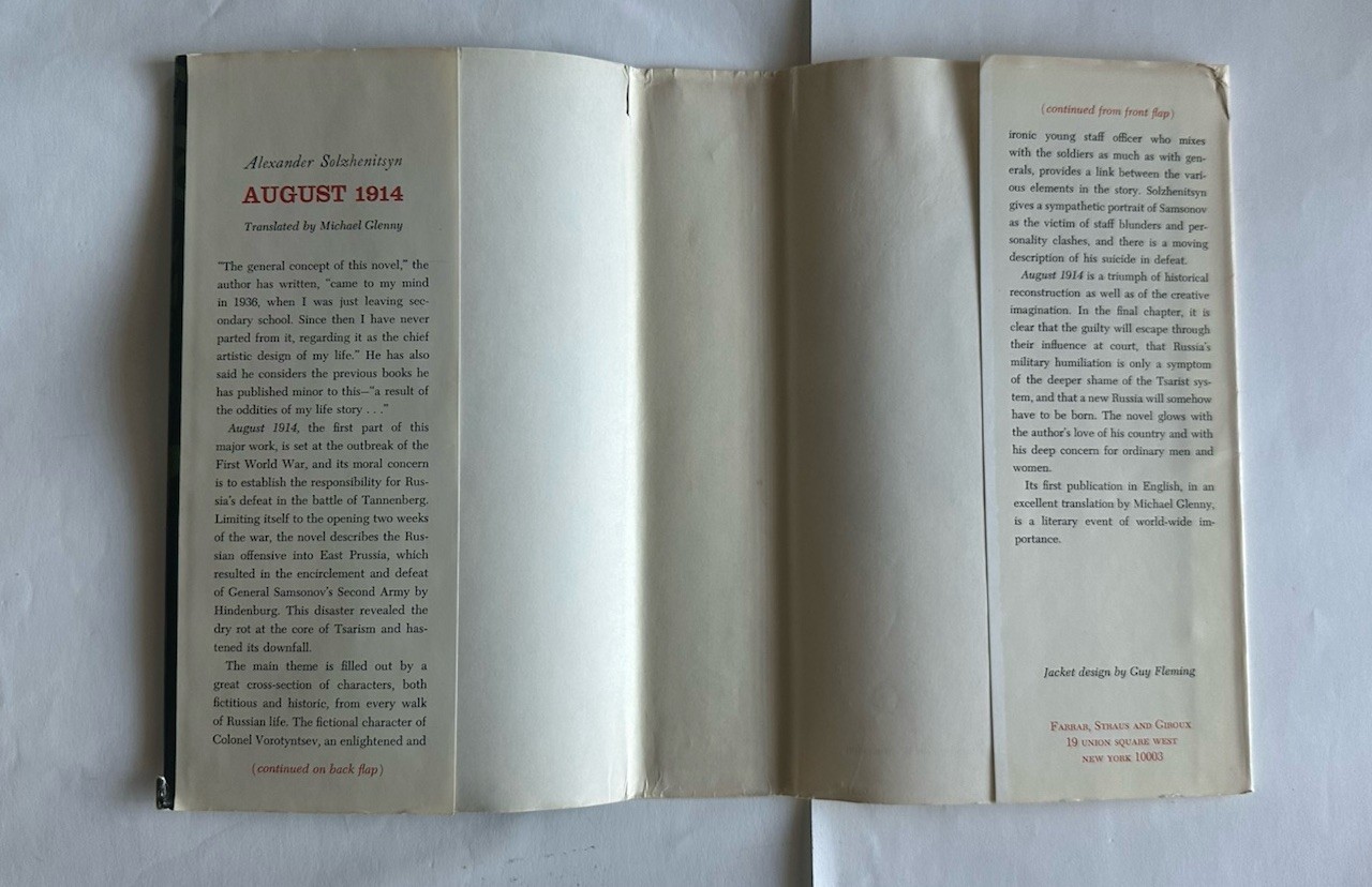 Vintage August 1914 By Alexander Solzhenitsyn 1st American Ed HC W/ DJ 1972