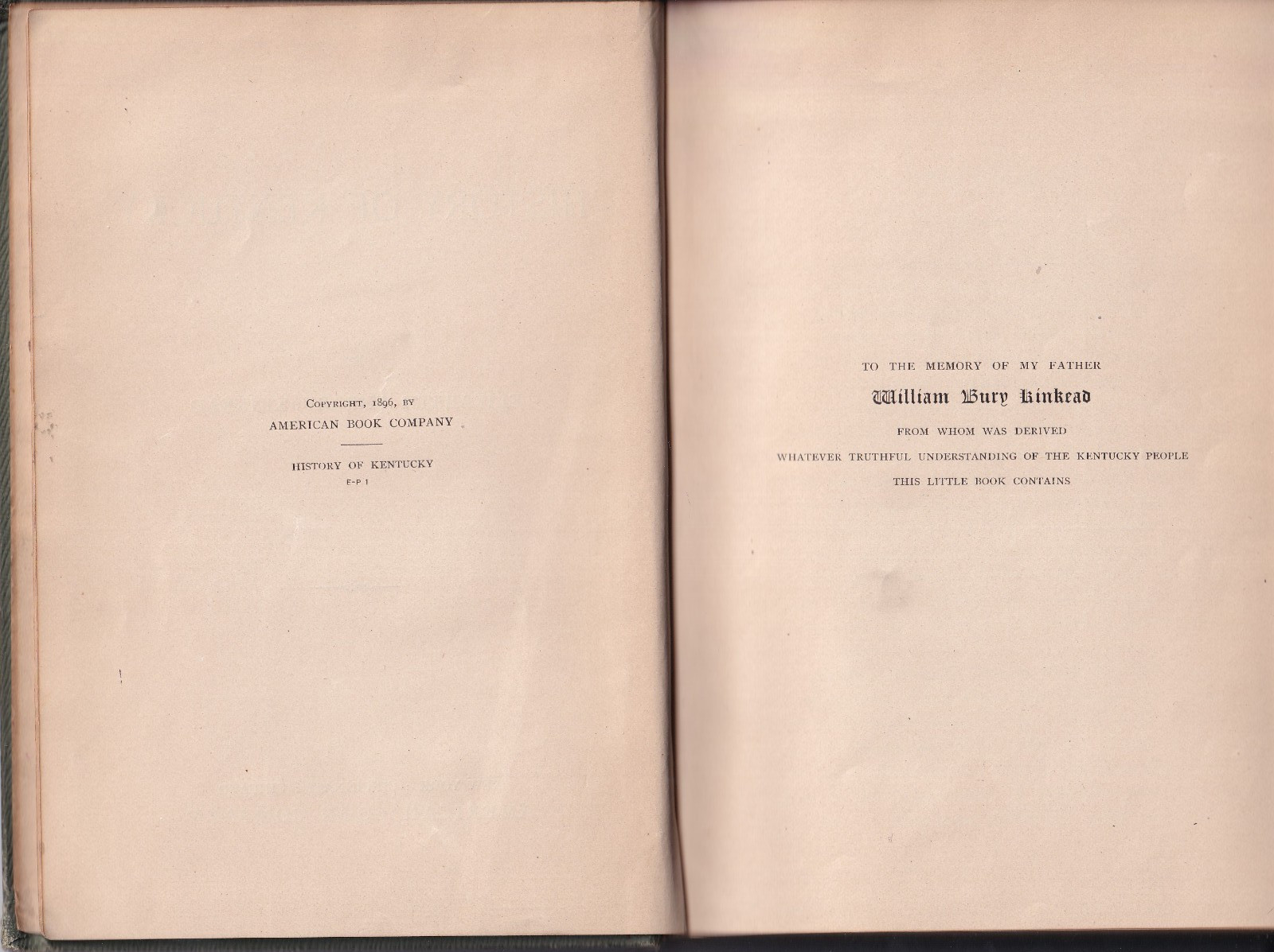 A History of Kentucky (HB, 1896, 288 pages) by Elizabeth Shelby Kinkead