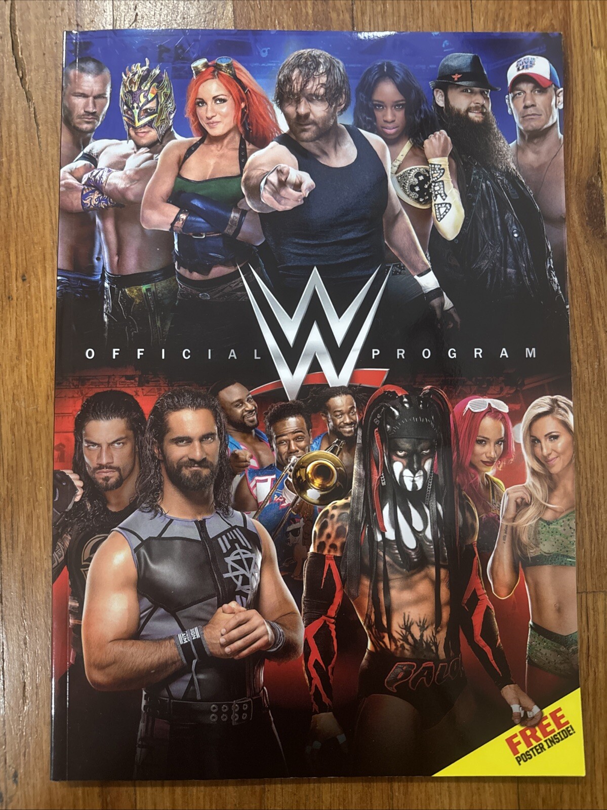 2016 WWE Official Program with Poster Raw Smackdown Rollins Wyatt 76 Pages NEW