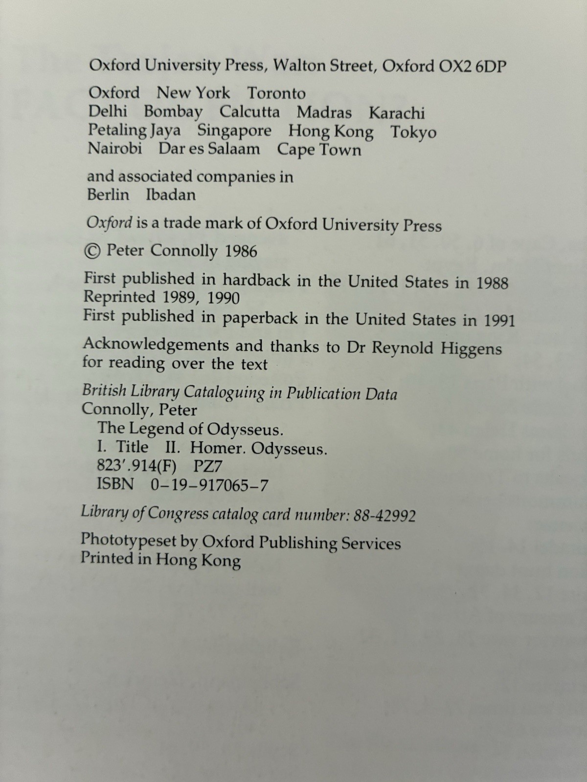The Legend of Odysseus by Peter Connolly 1991 Oxford University Press Paperback