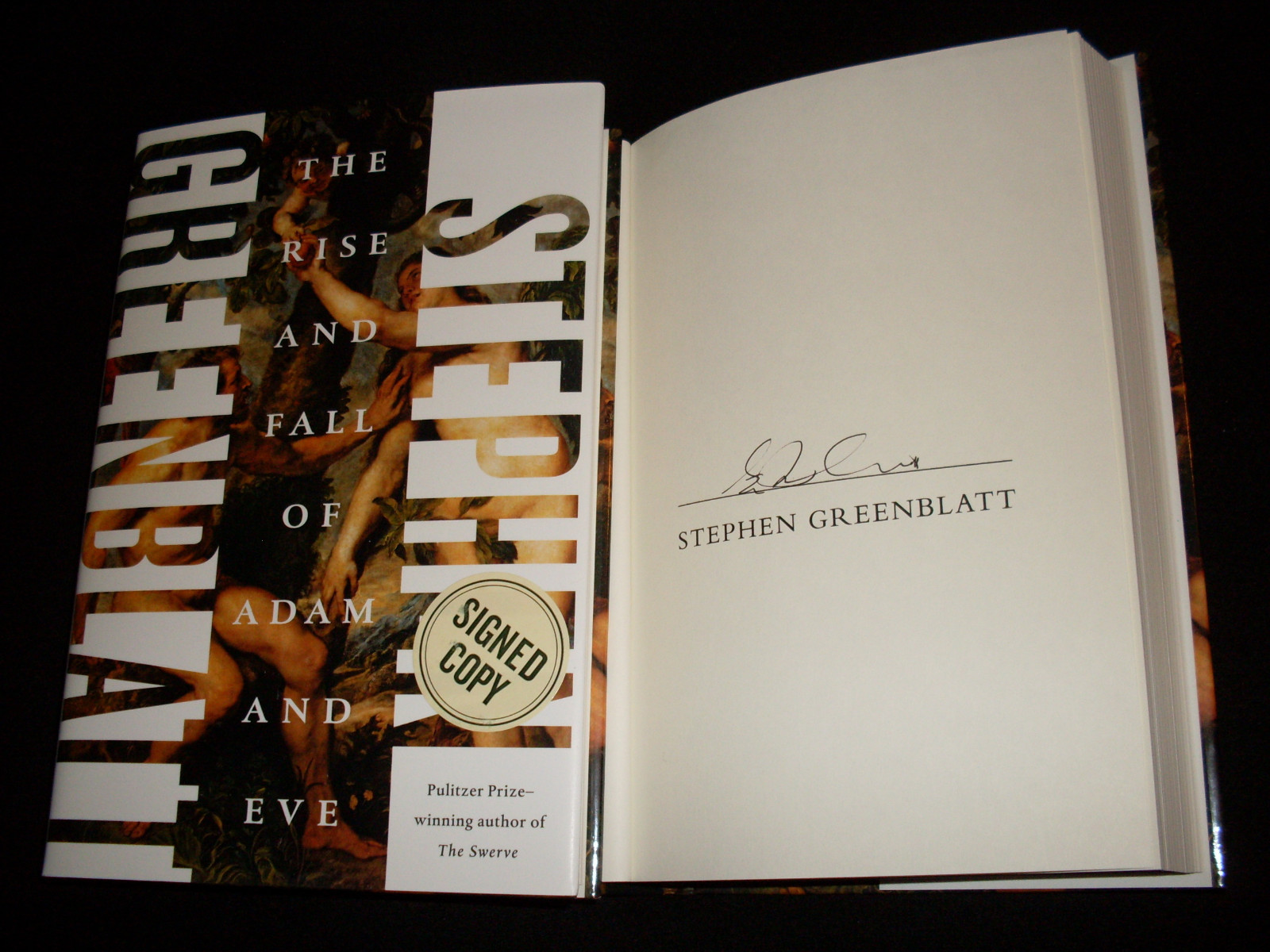Stephen Greenblatt signed The Rise and Fall of Adam and Eve 1st printing HC book