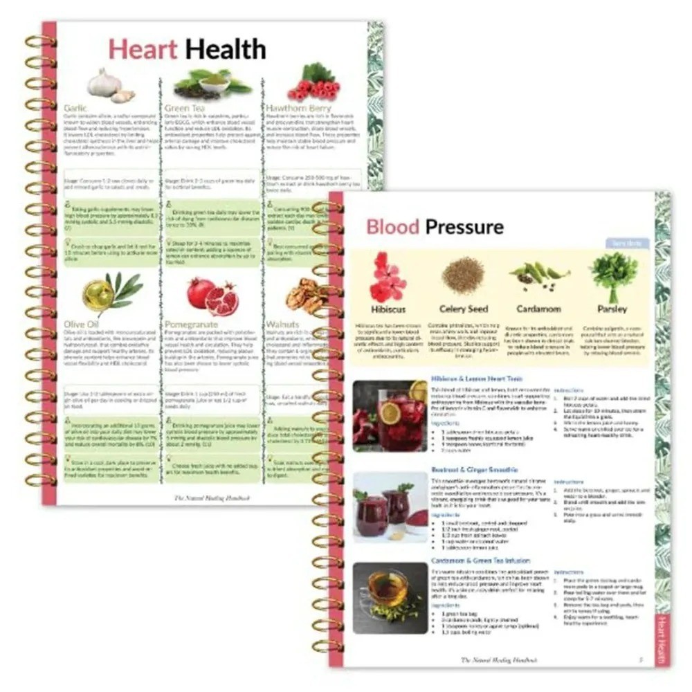 The Natural Healing Handbook, Spiral-Bound Guide For Herbal Remedies And Natural