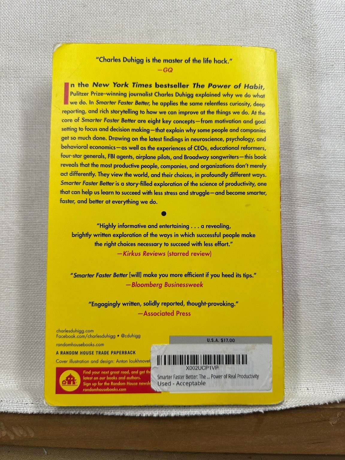 Smarter Faster Better Charles Duhigg 2017 Trade Paperback Productivity Business