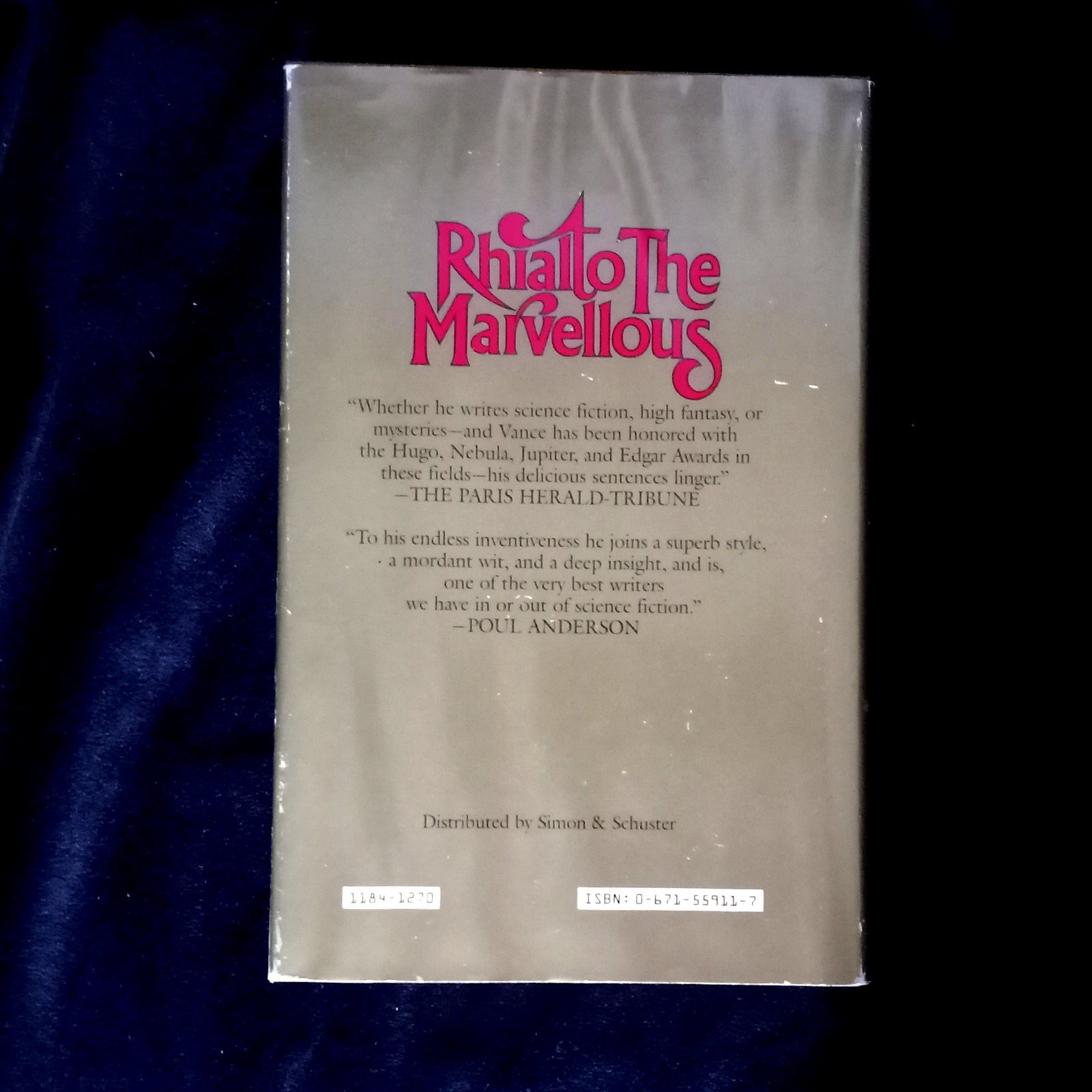 Rhialto the Marvellous by Jack Vance, Baen Books 1984, Hardback w/ Dust Jacket