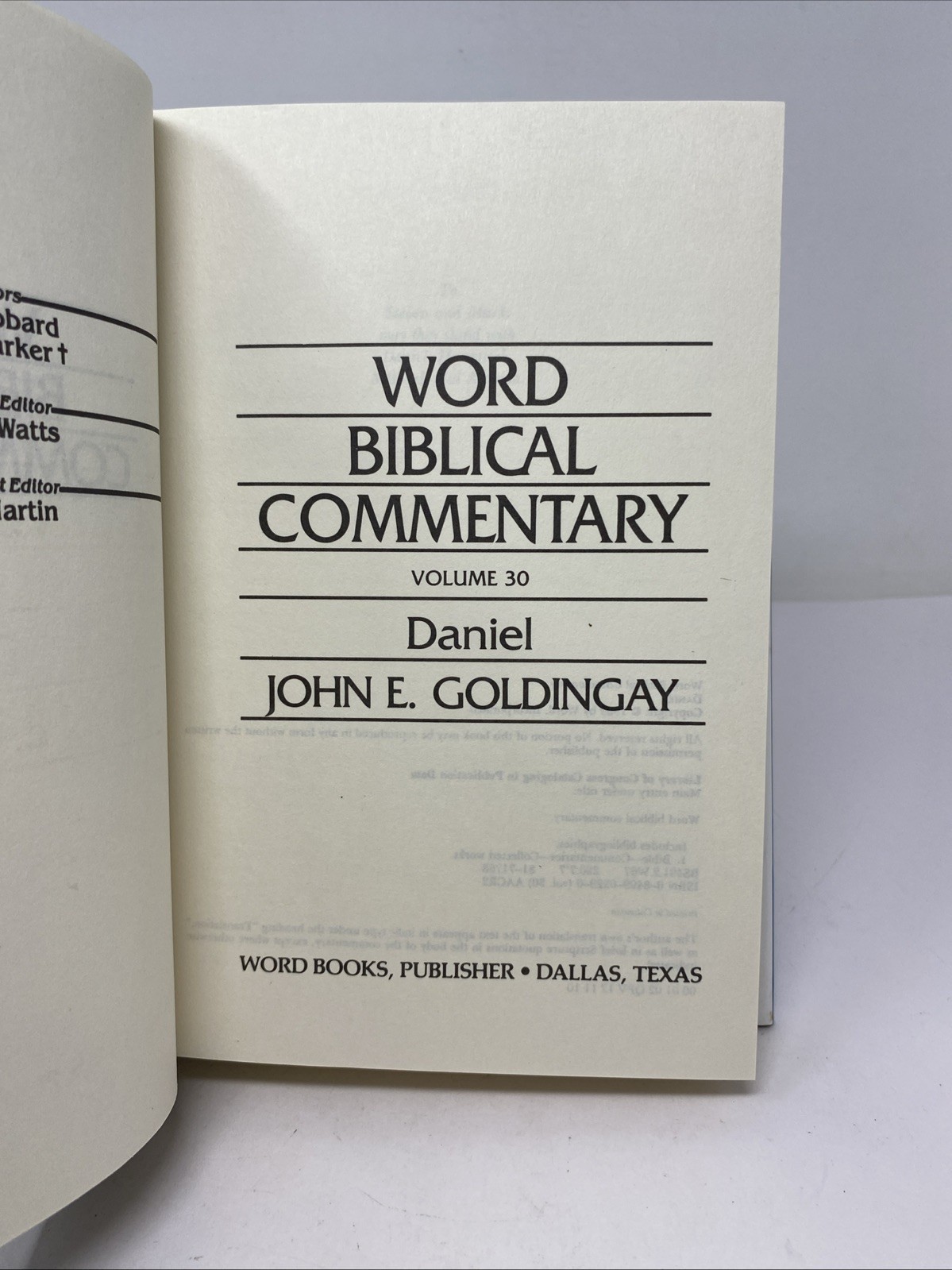 Daniel — Word Biblical Commentary Vol 30 Hardcover 1989 Goldingay Unmarked Pages