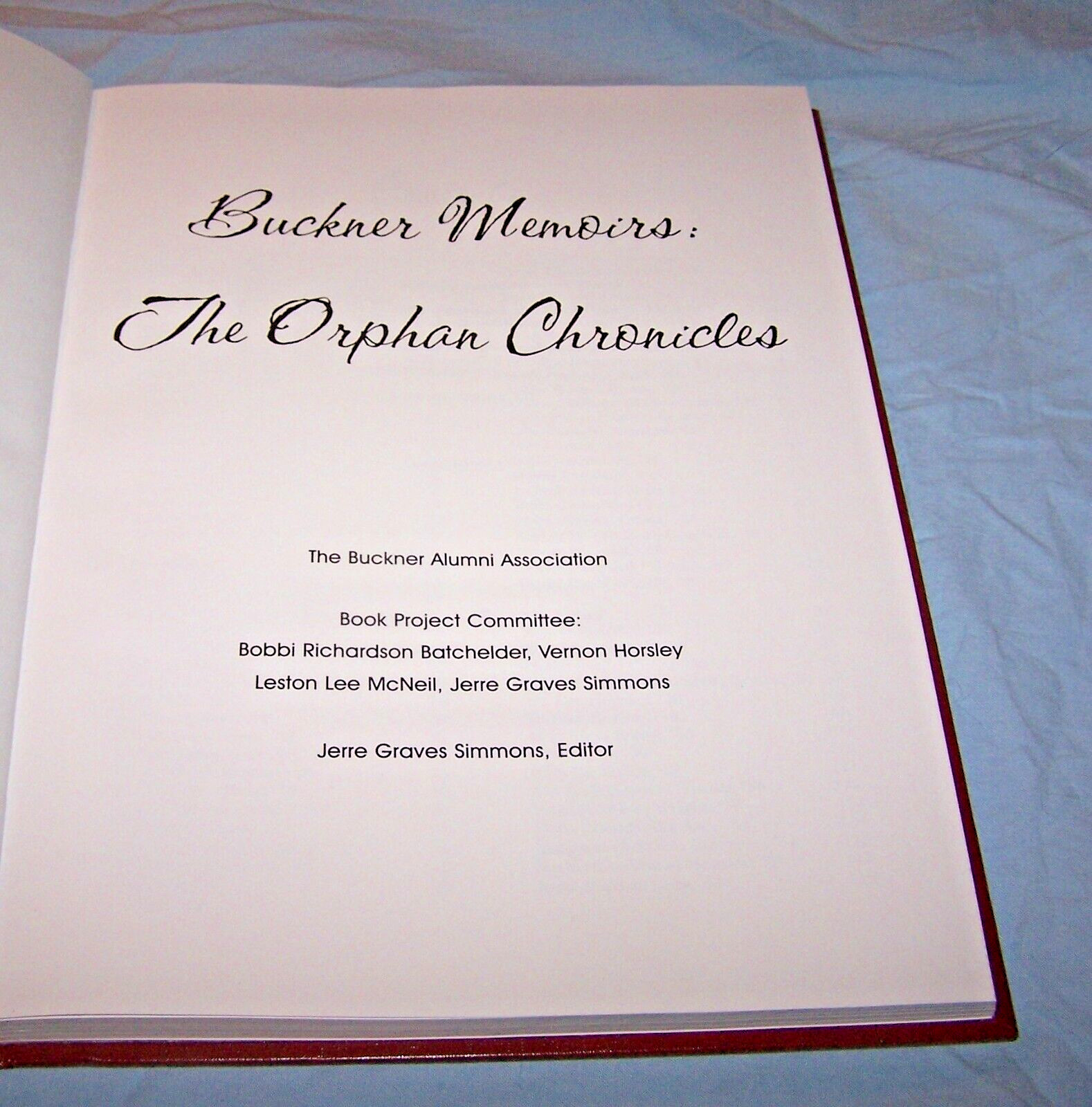 Buckner Memoirs-Orphan Chronicles HB w/unclipped dj-Simmons-2000-228 pages-1st