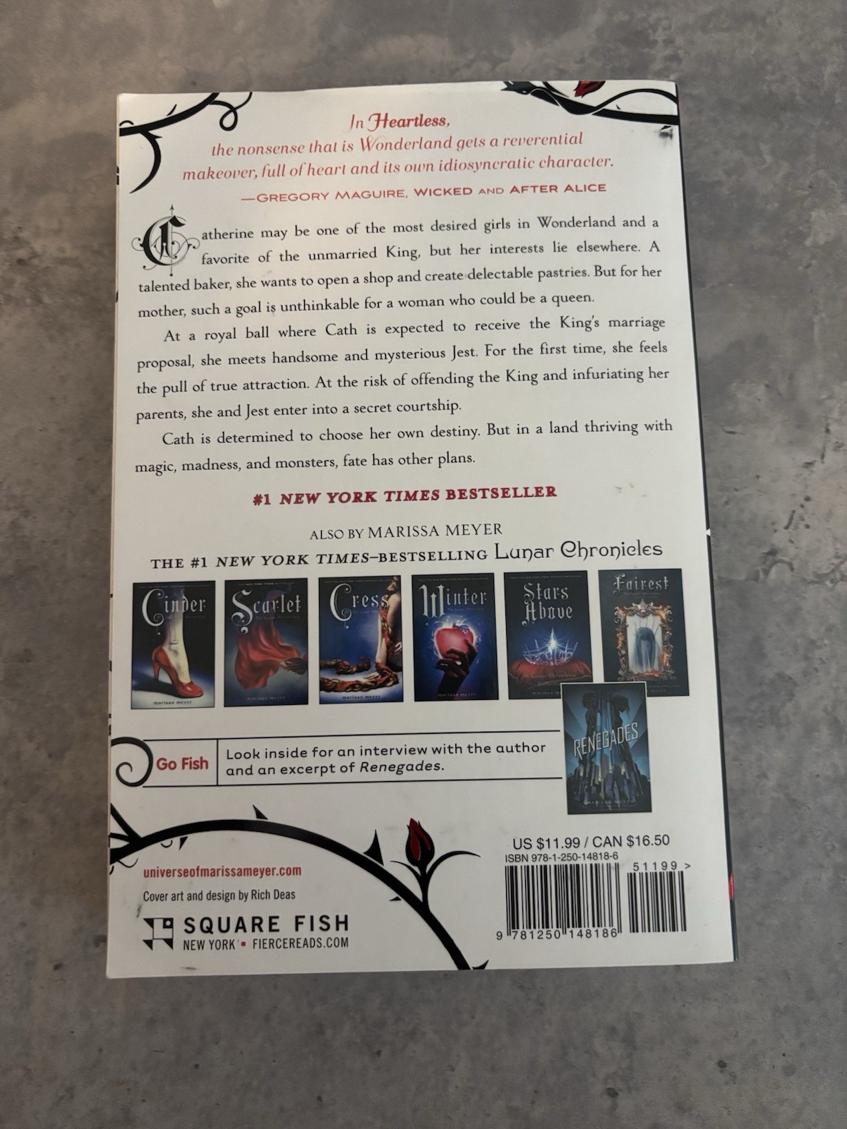 Heartless – First Square Fish Edition Paperback, 2018, Fantasy, Marissa Meyer