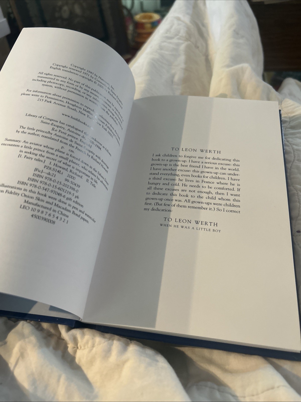 The Little Prince – HC 2000 By Antoine de Saint-ExupÃ©ry – VERY GOOD