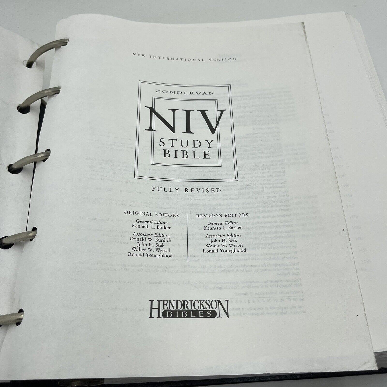 Zondervan NIV Study Bible : Loose-Leaf Edition by Hendrickson (2005, Hardcover)