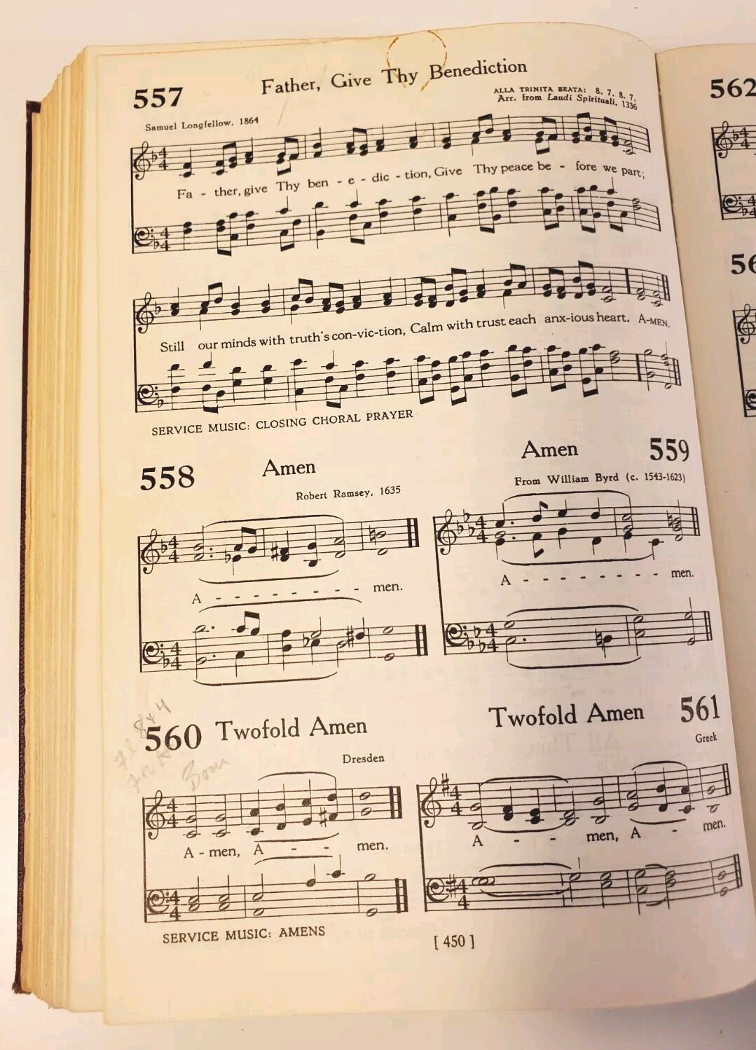 The Hymnbook Published By Presbyterian Church In The US 1952 Hardcover 576 Pages