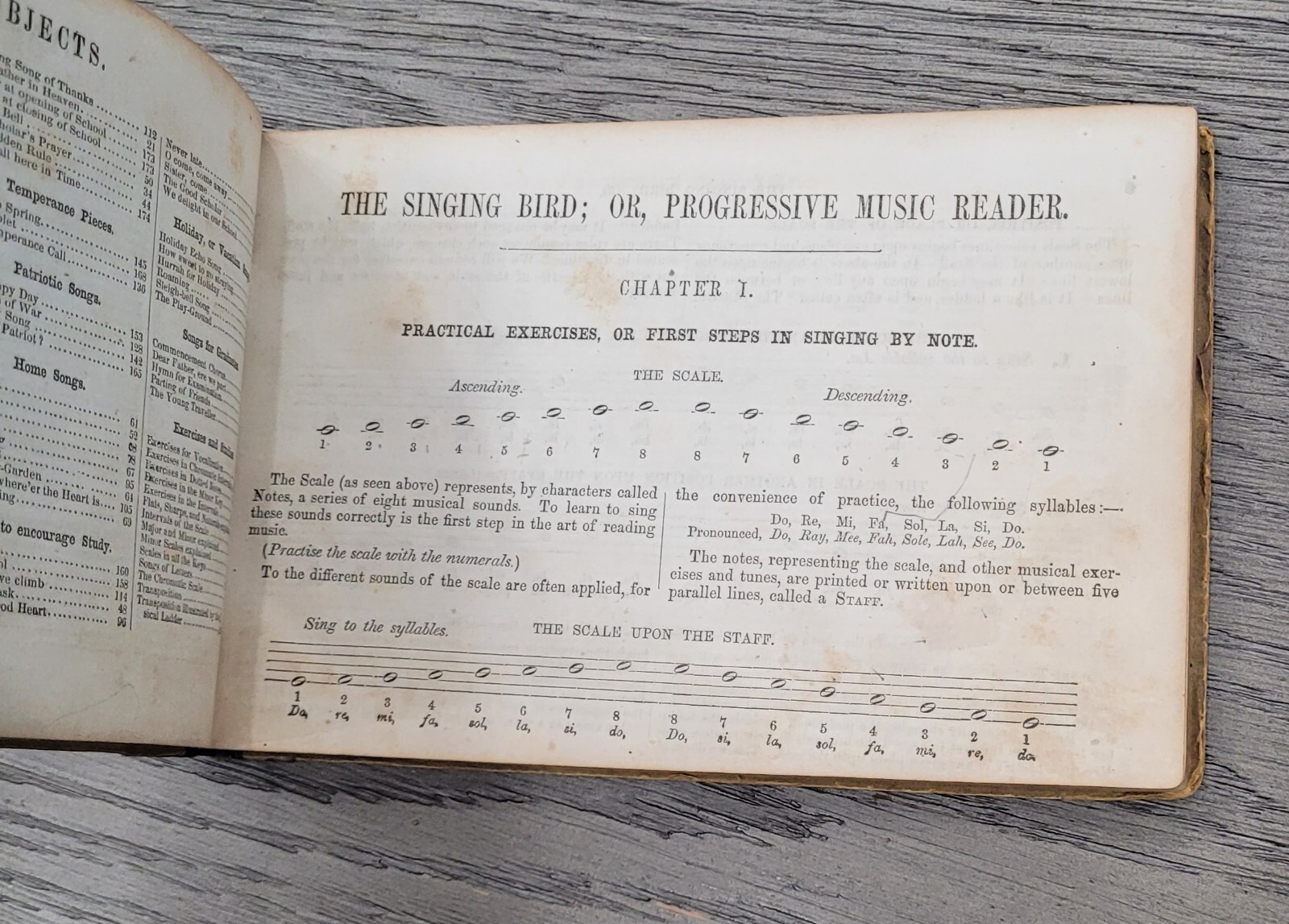 1853 Music Reader Book – The Singing Bird by William B. Bradbury 176 pages