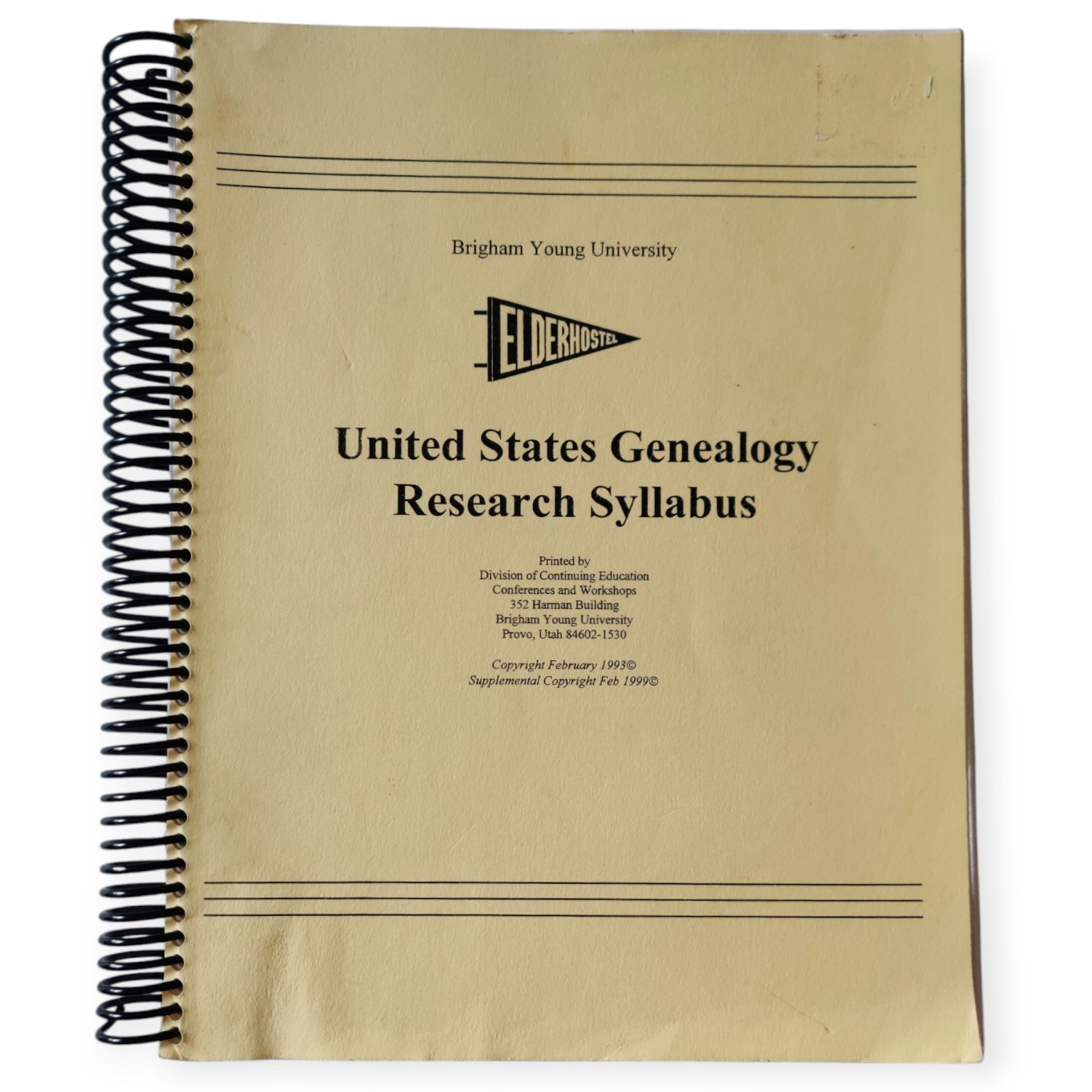 United States Genealogy Research Syllabus Elderhostel BYU