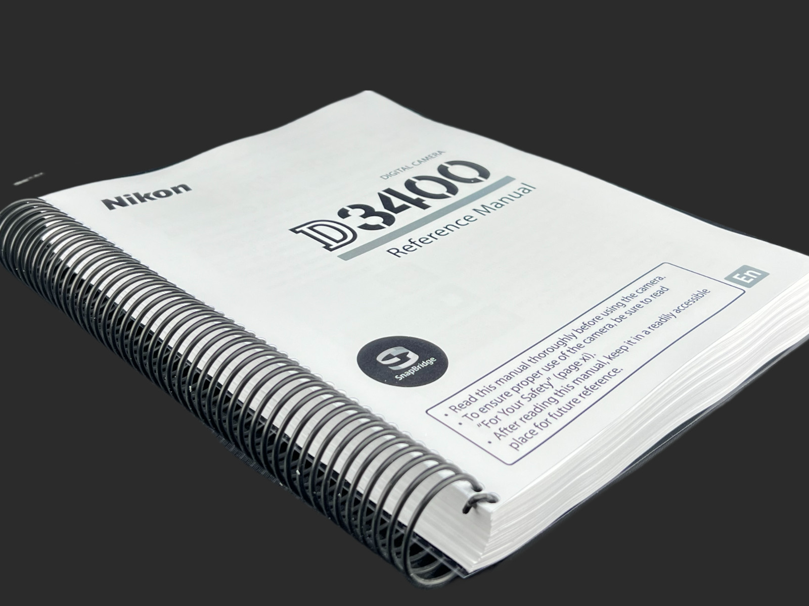Nikon D3400 COMPLETE Instruction Reference Guide COIL BOUND 356 PAGES!!!