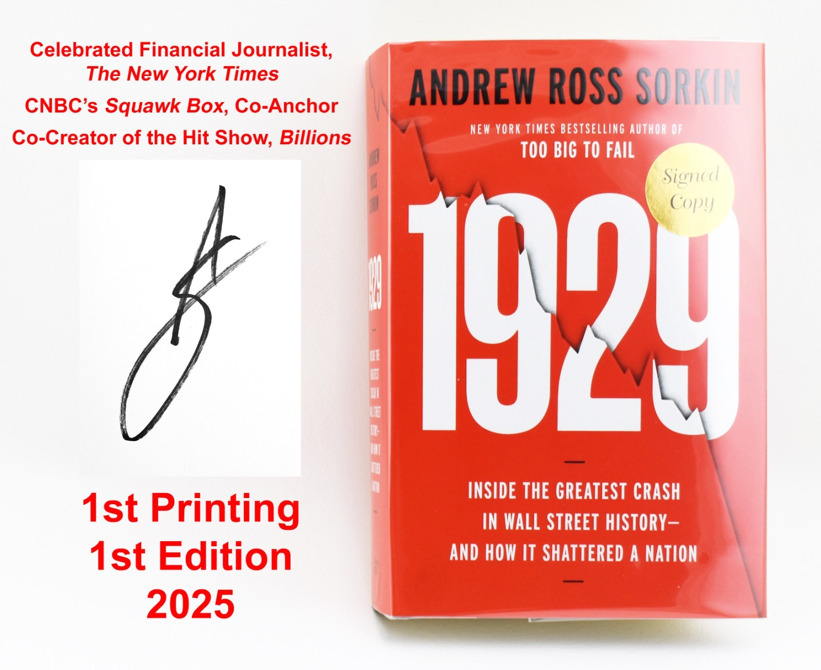 VF Andrew Ross Sorkin SIGNED 1929 1st/1st Economics Billions Too Big to Fail NBC