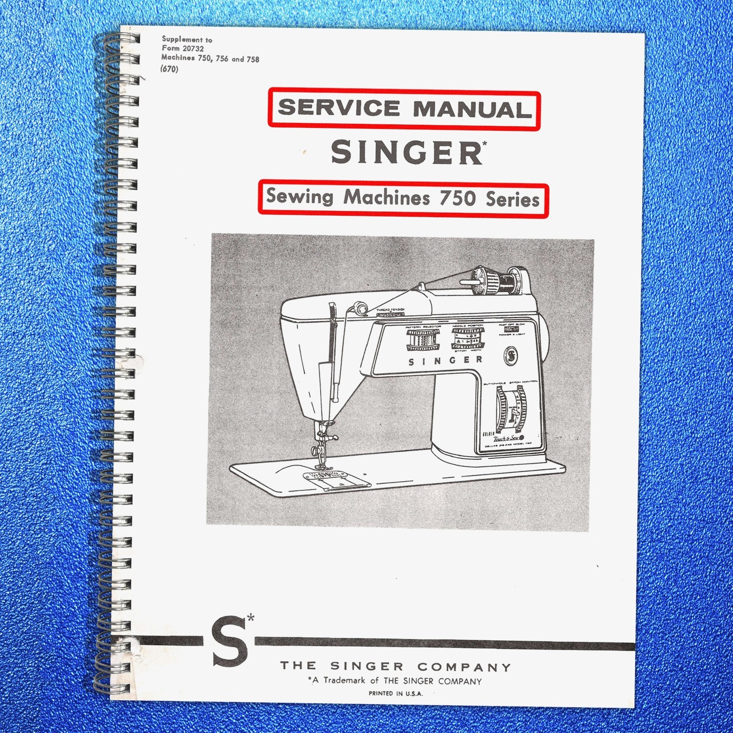 SINGER 750 Series Service Manual NOT User Manual, BINDING – TOUGH FRONT & BACK