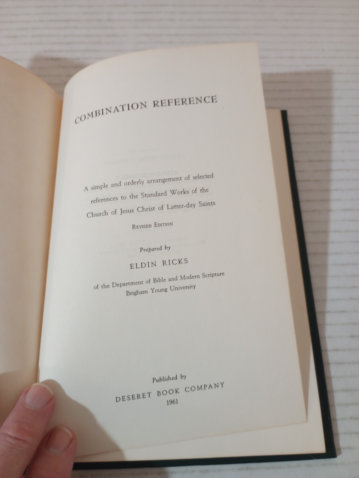 Combination Reference By Eldin Ricks Revised Edition 1961 LDS Mormon