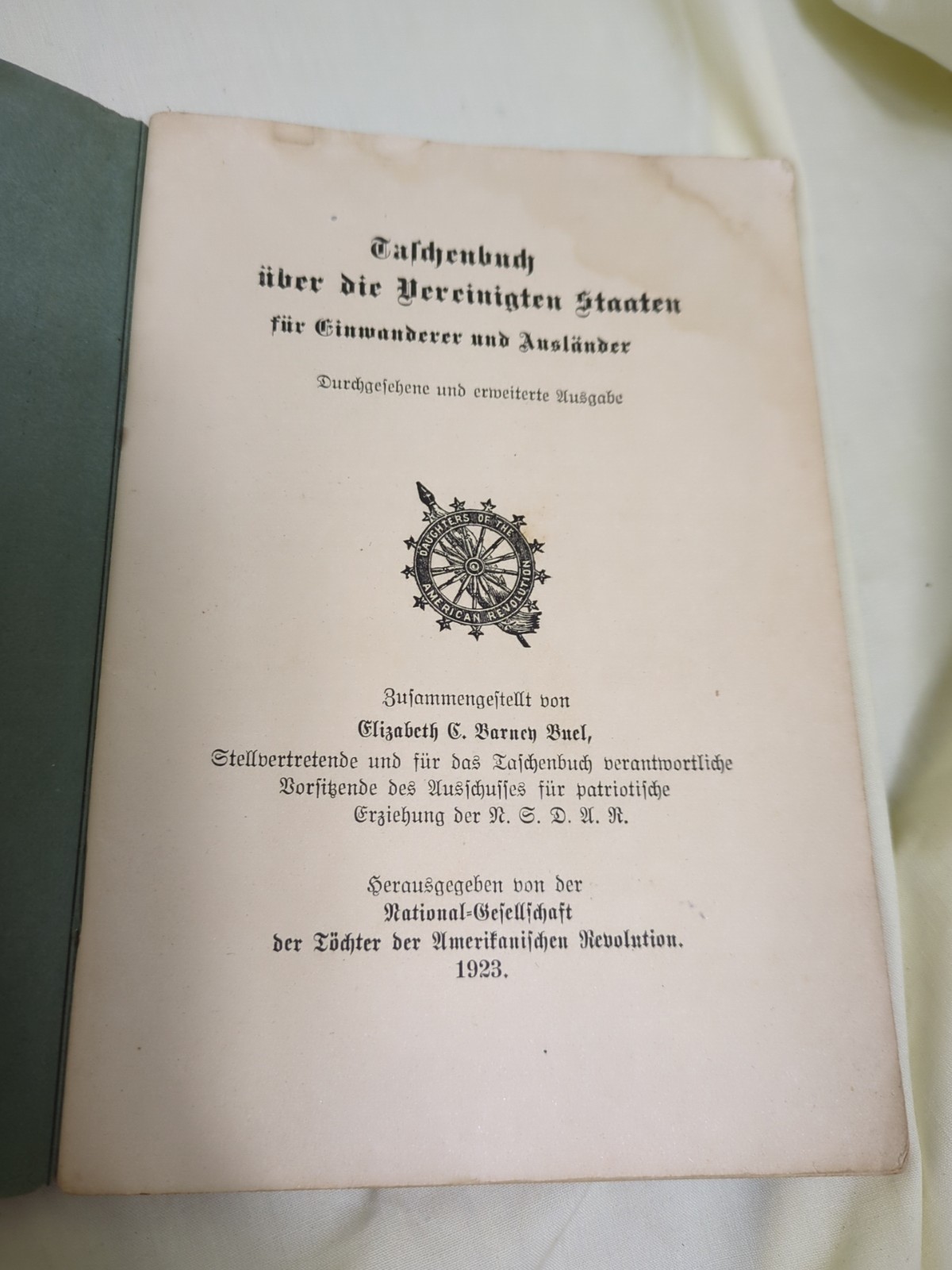 1924 German Immigrant Guide Book DAR Taschenbuch Vereinigten Staaten