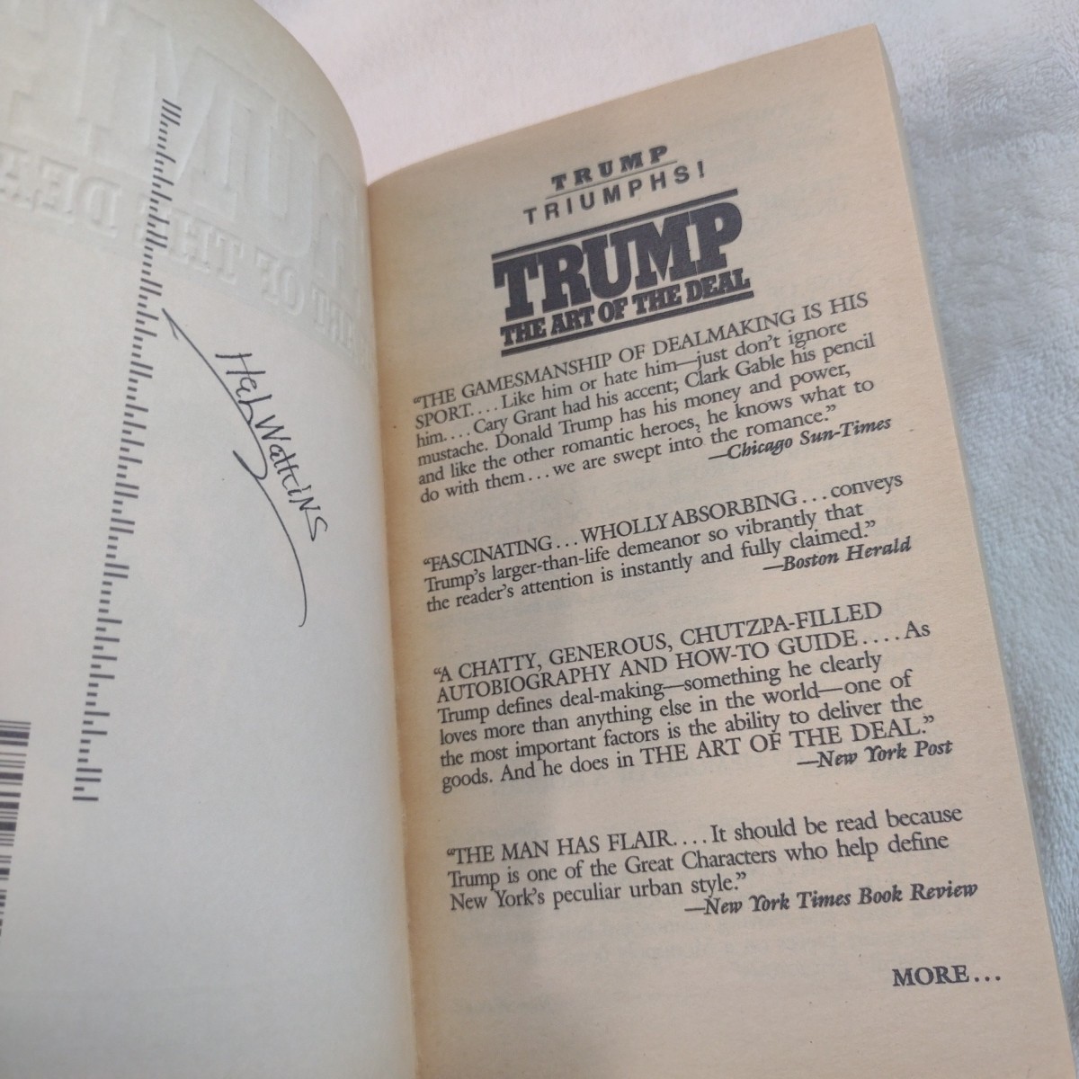 Trump: The Art of the Deal Donald J. Trump 1987 Warner Books First Printing PB