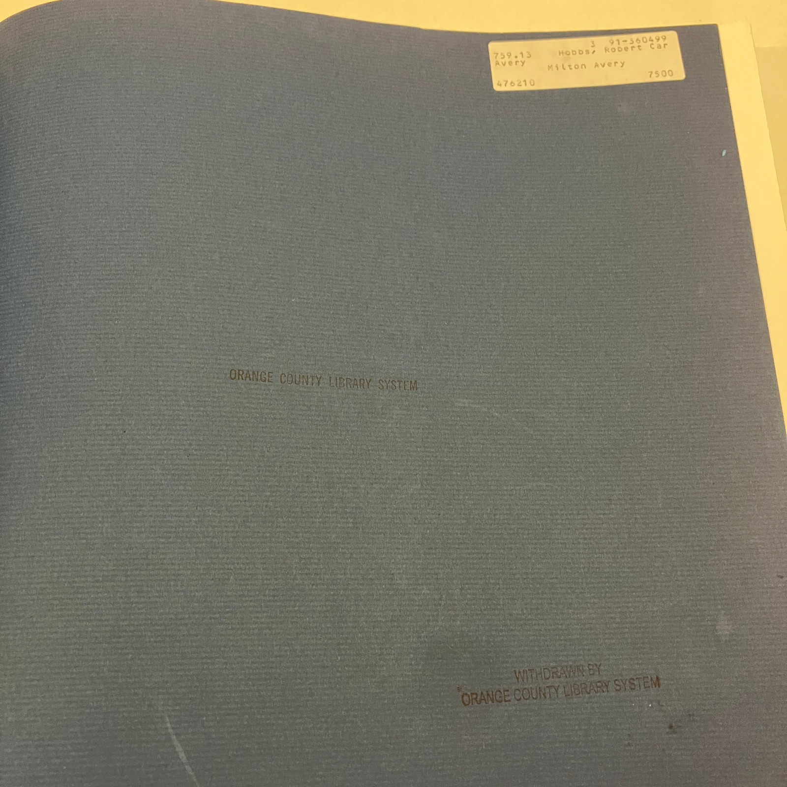 Milton Avery 1990 Ex-Library HCDJ Robert Hobbs & Hilton Kramer Hudson Hills