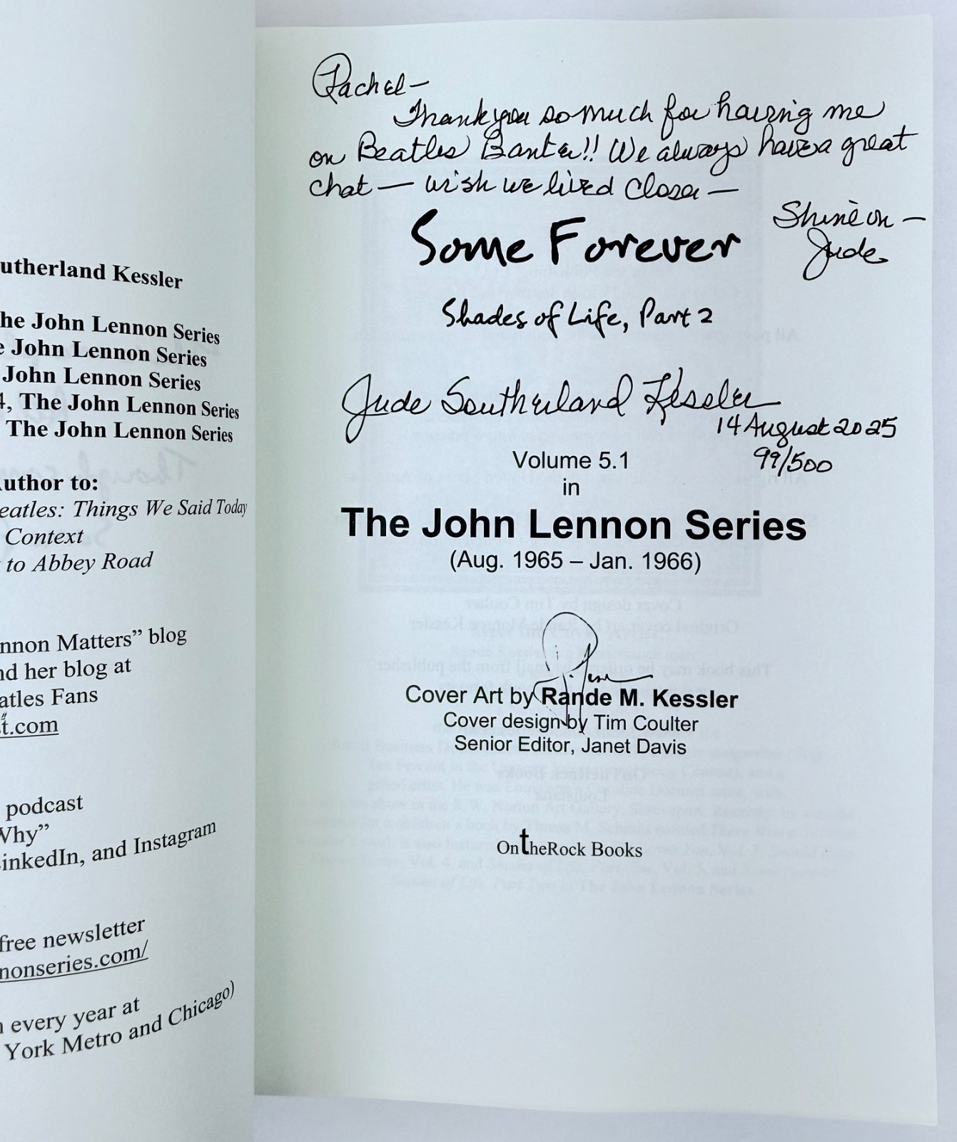 Some Forever Shades of Life Part Two Vol. 5.1 of John Lennon Series Jude Kessler