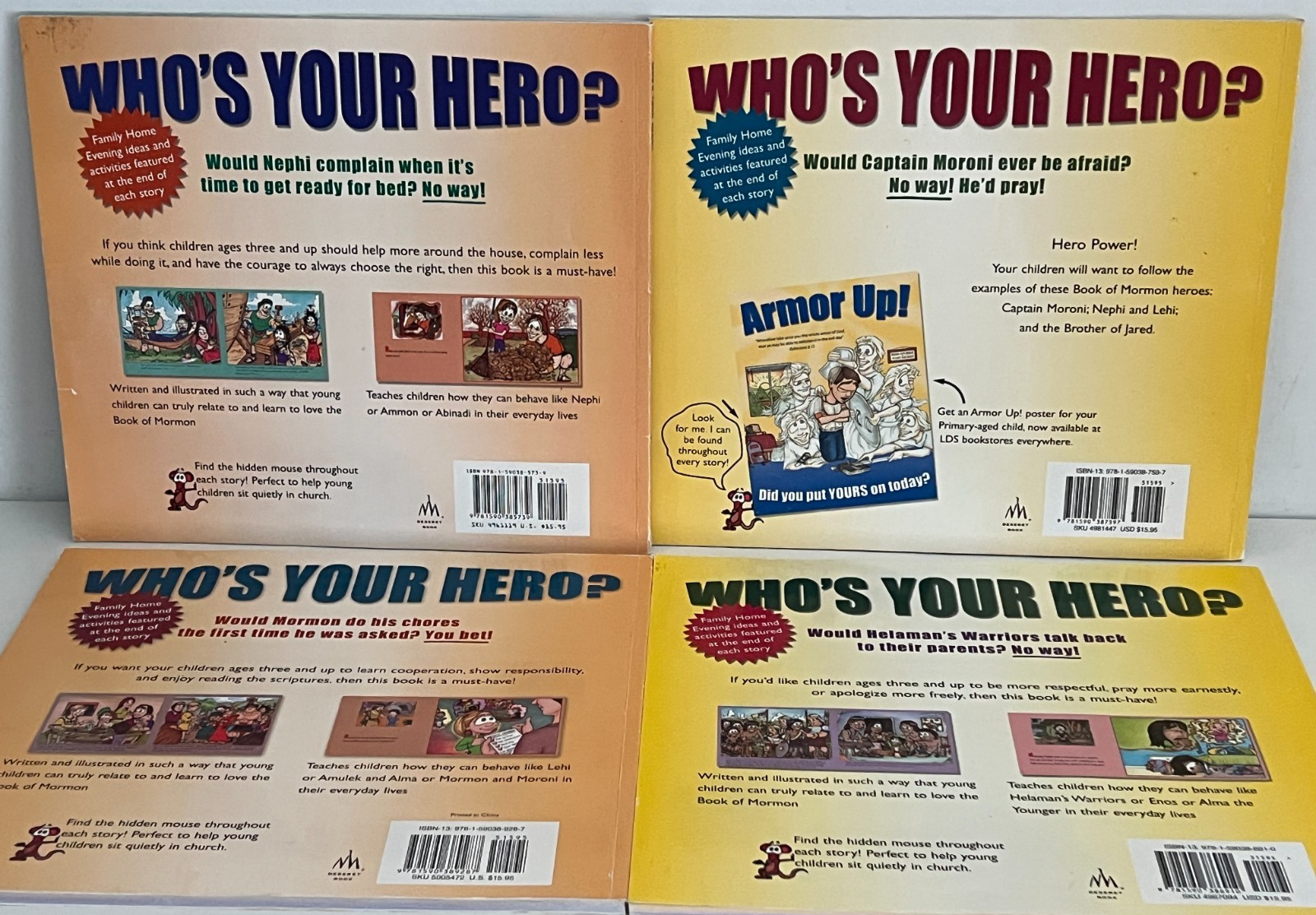 Lot: Who’s Your Hero? Vol. 1,2,3 & 4 : Book of Mormon Stories Applied to Child