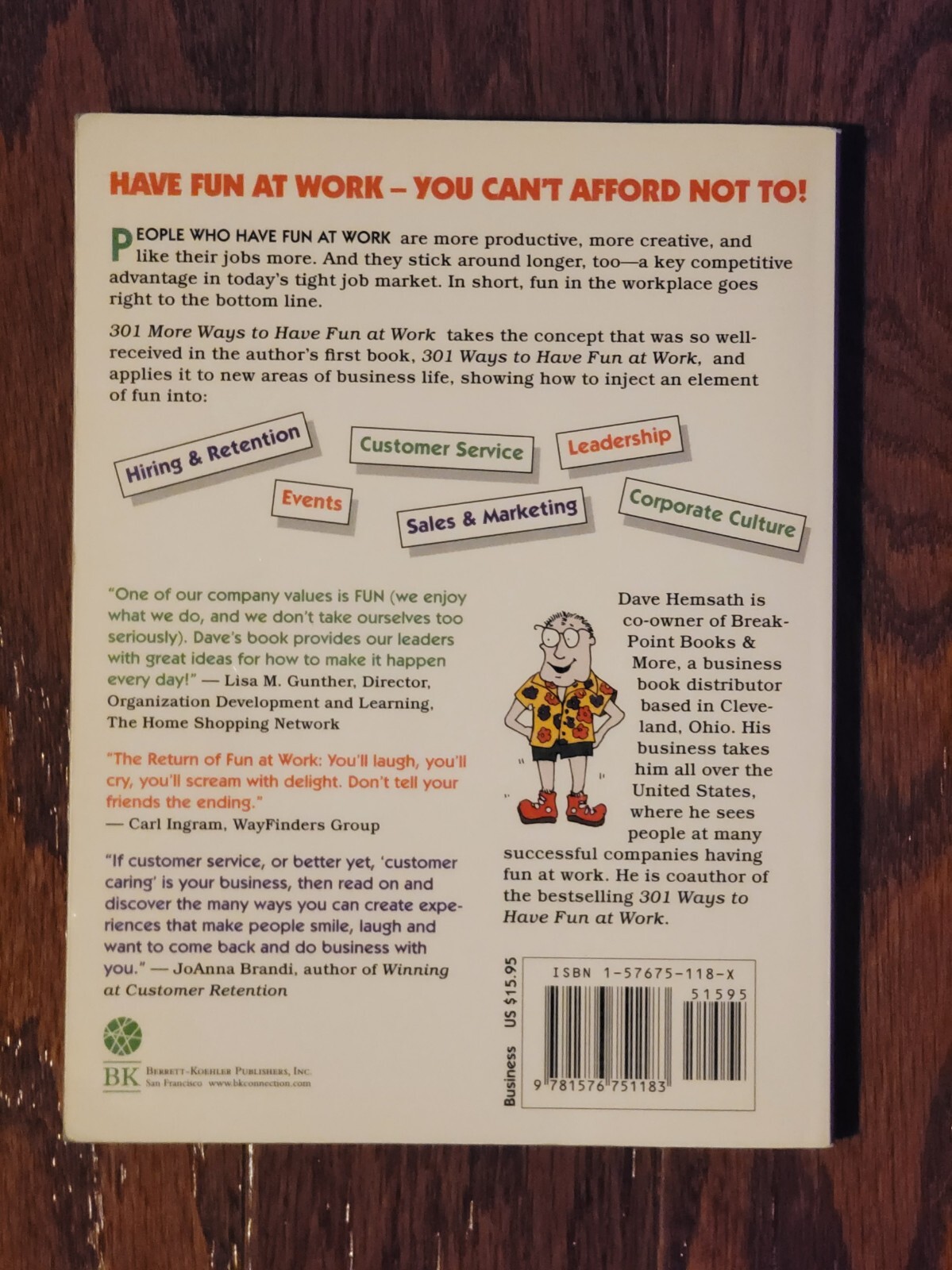 301 More Ways to Have Fun at Work by Dave Hemsath Business Book