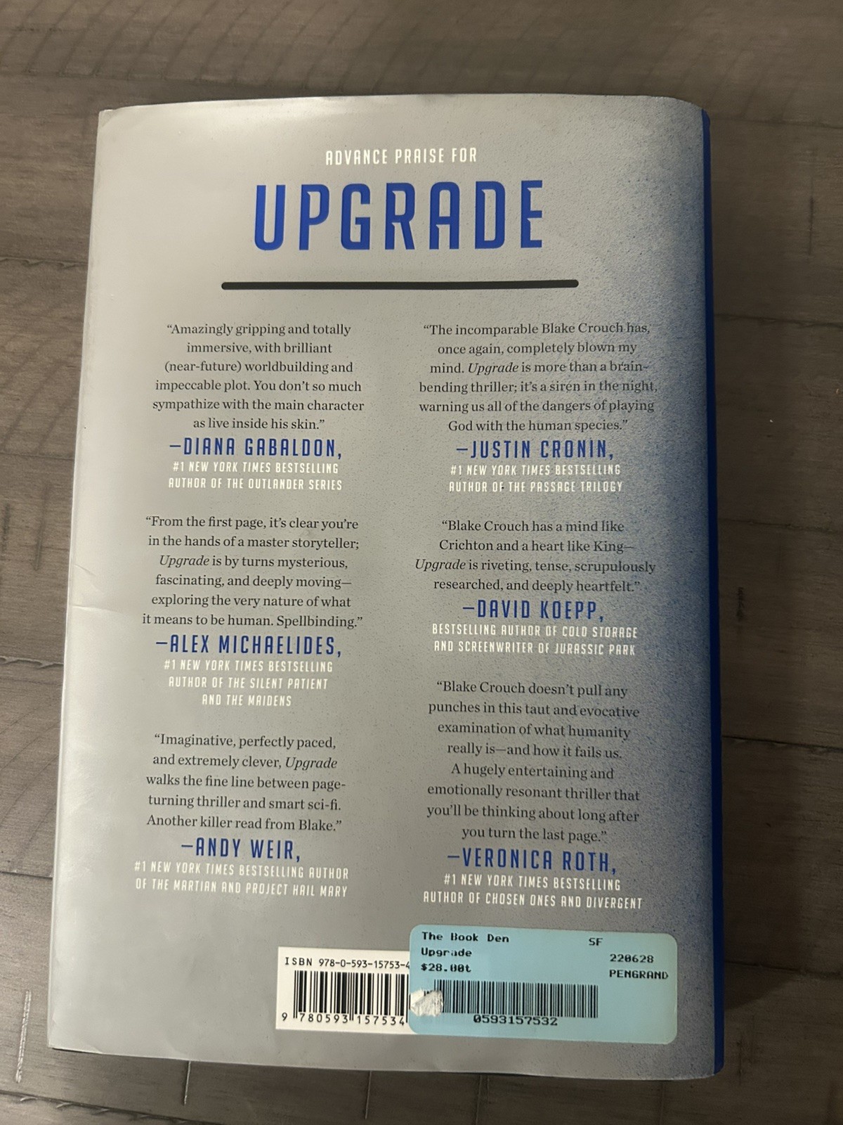 Upgrade by Blake Crouch SIGNED 1st Edition/1st Printing
