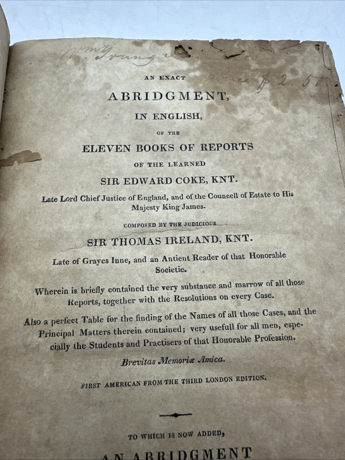 Exact Abridgement Eleven Books Reports Learned Coke Law England (33-10)