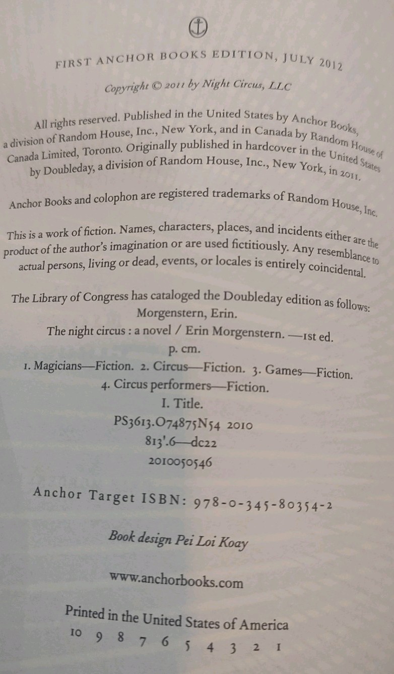 Night Circus : A Novel by Erin Morgenstern (2012, Trade Paperback)